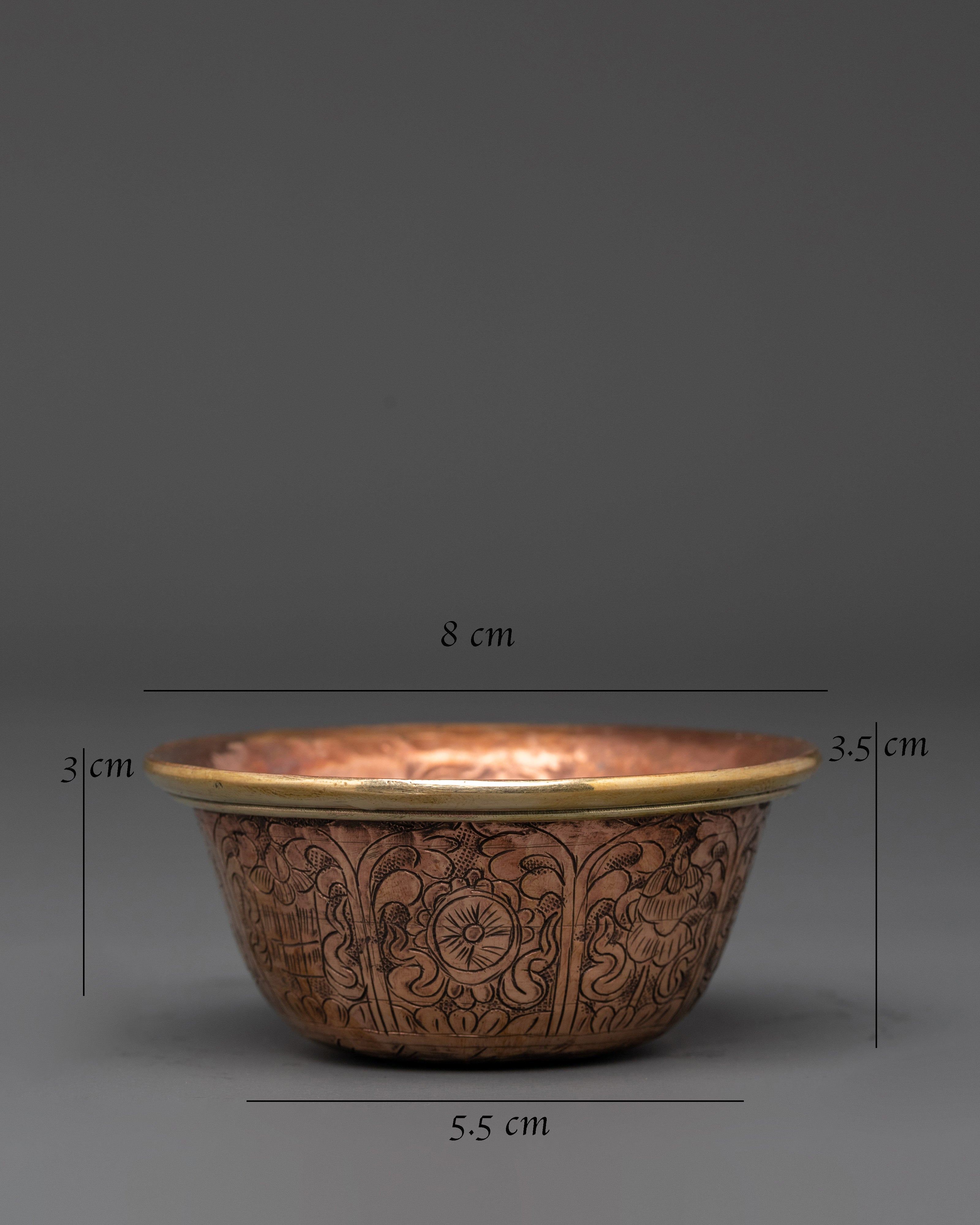 Handcrafted Copper Offering Bowl Set | Tibetan Buddhist Water Offering Bowls