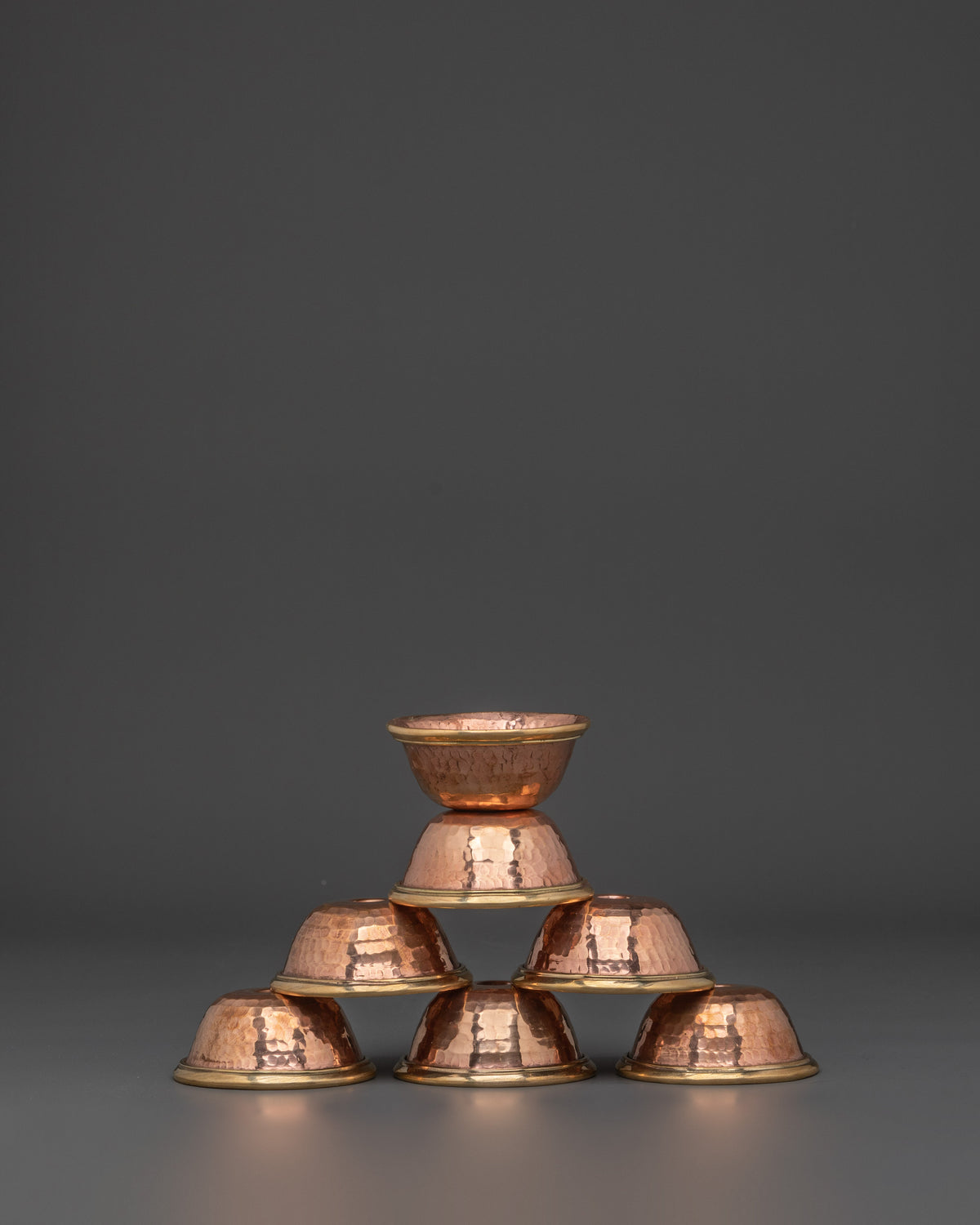 Copper Offering Water Bowls | Traditional Buddhist Ritual Altar Set