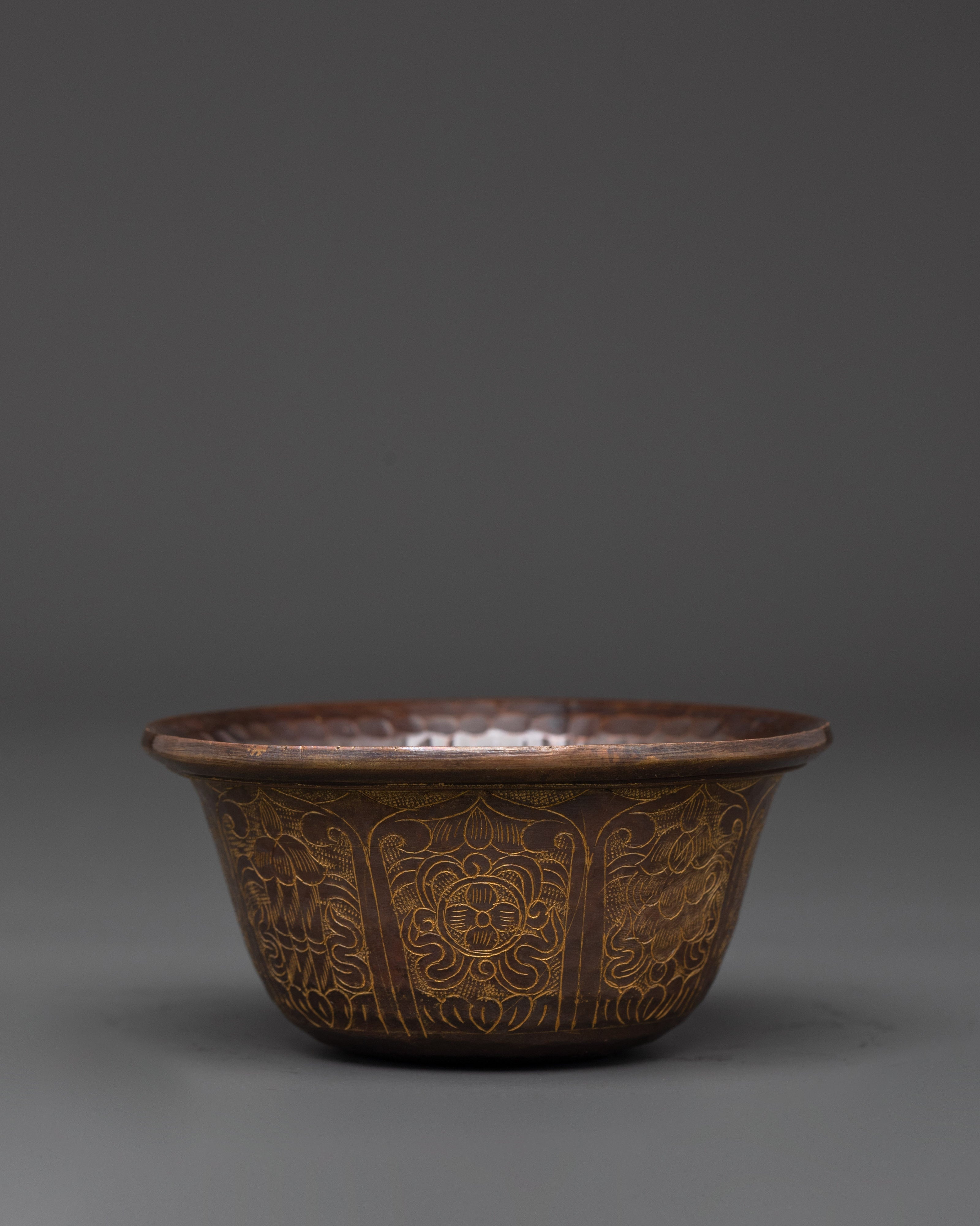 Oxidized Copper Offering Water Bowls for Buddhist Rituals, Meditation, and Sacred Dharma Practices