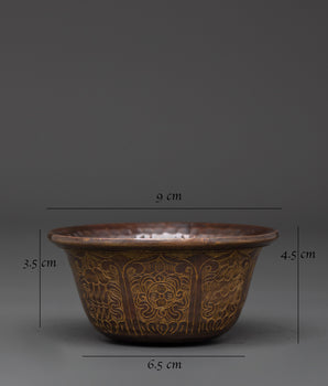 Oxidized Copper Offering Water Bowls for Buddhist Rituals, Meditation, and Sacred Dharma Practices