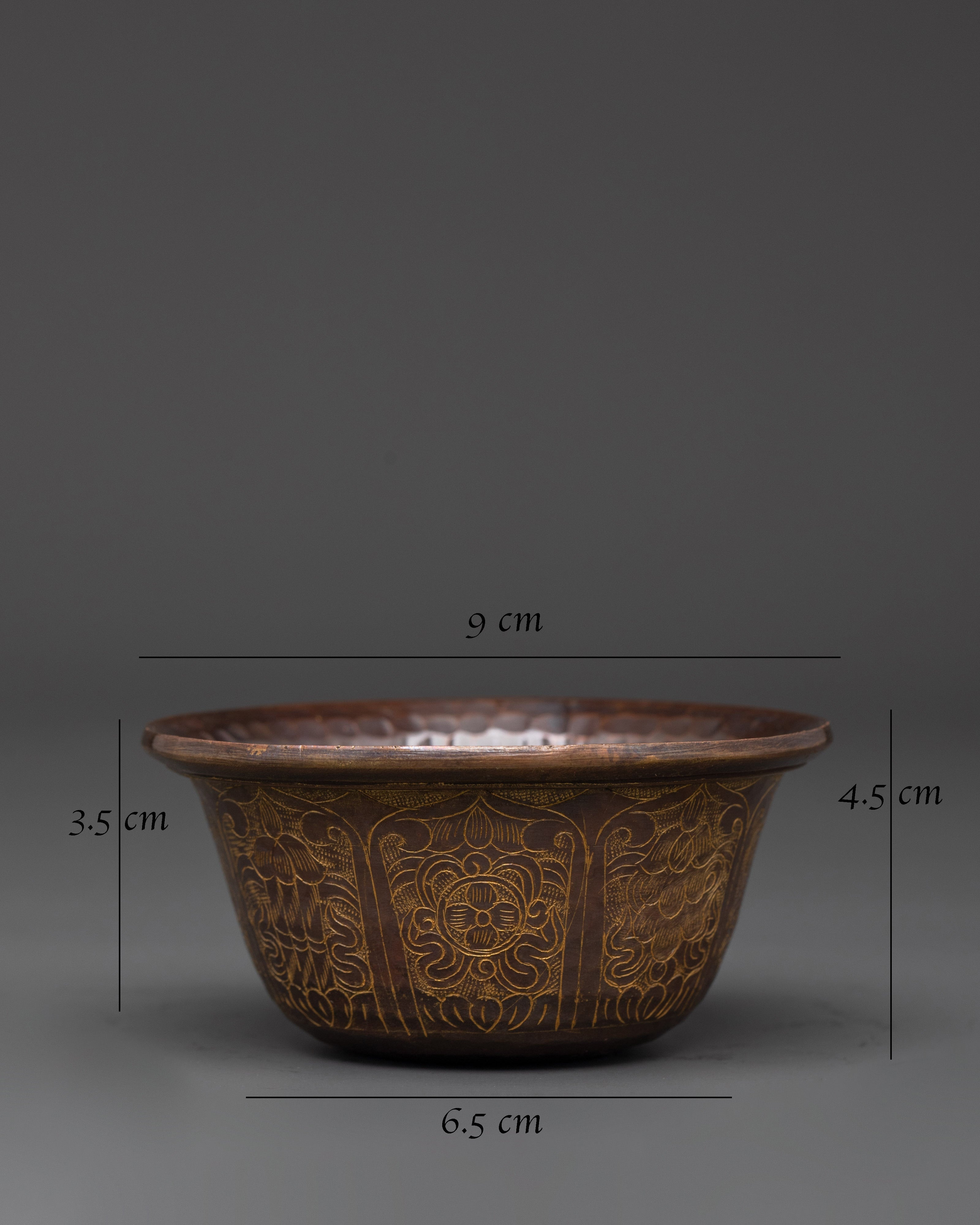 Oxidized Copper Offering Water Bowls for Buddhist Rituals, Meditation, and Sacred Dharma Practices