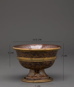 Tibetan Oxidized Copper Offering Bowl Set for Puja | Rituals Crafts