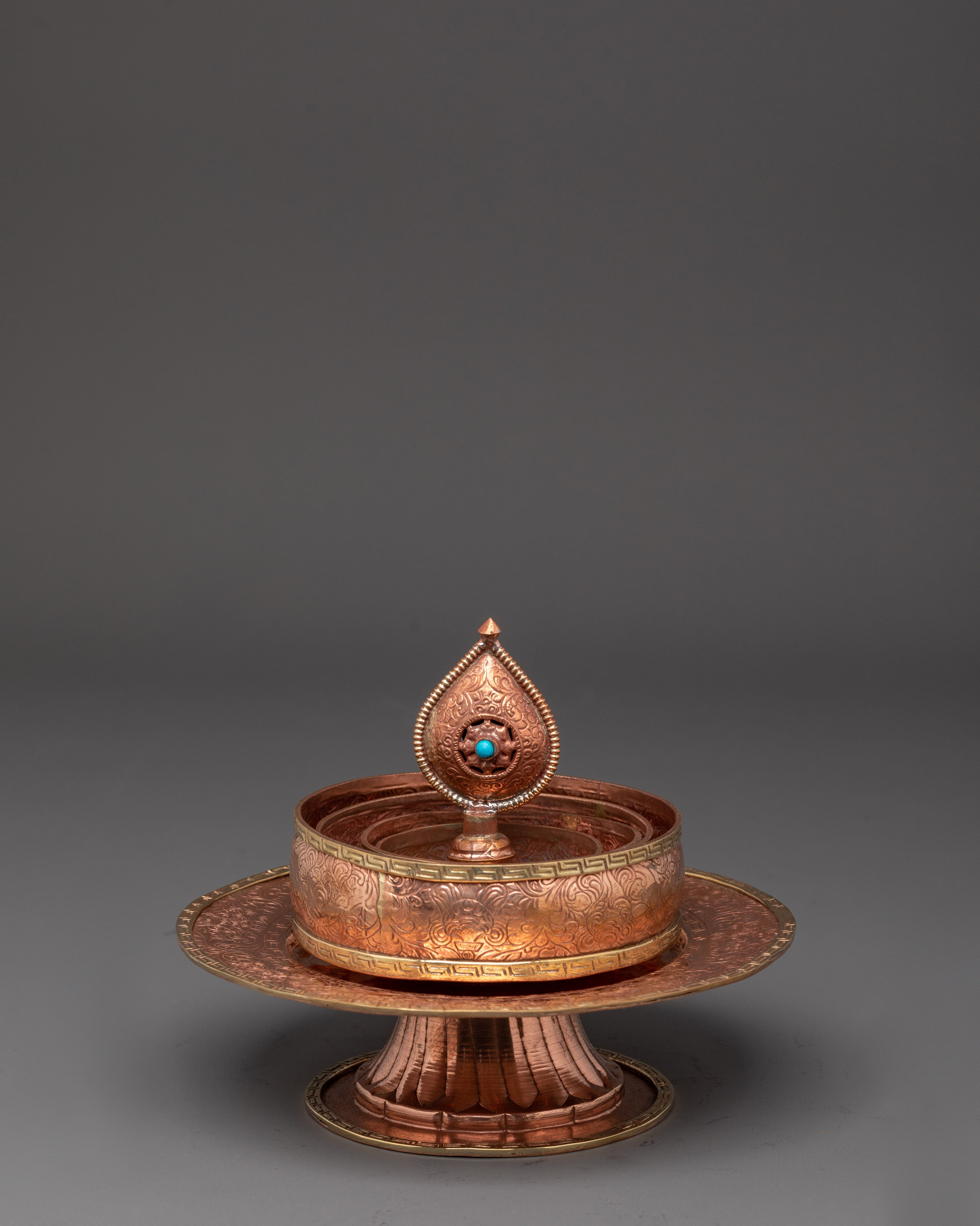 Handcrafted Copper Mandala Art | Turquoise and Bronze Spiritual Sculpture