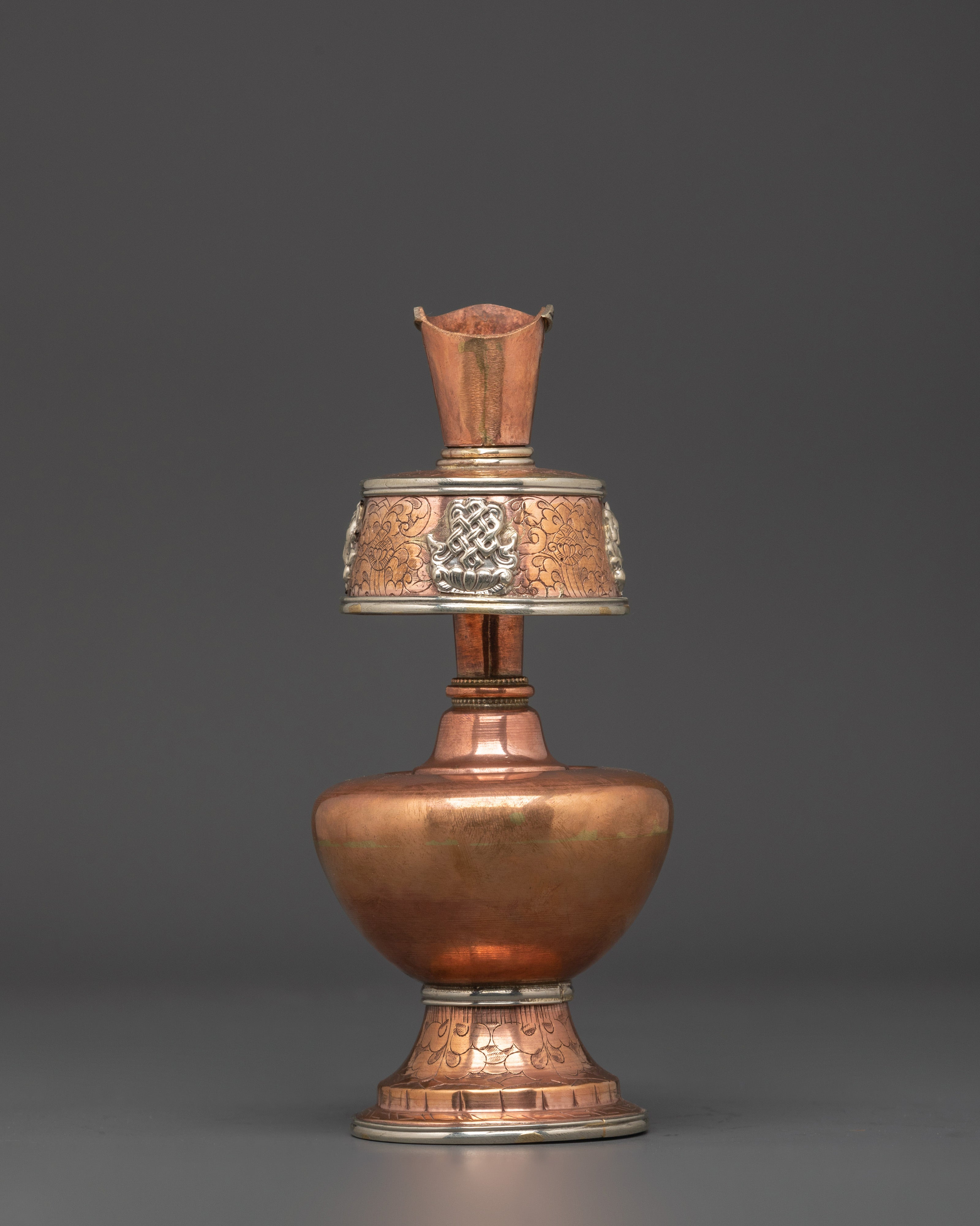 Handcrafted Copper Bhumba | Nepalese Ritual Vessel with Turquoise and Coral
