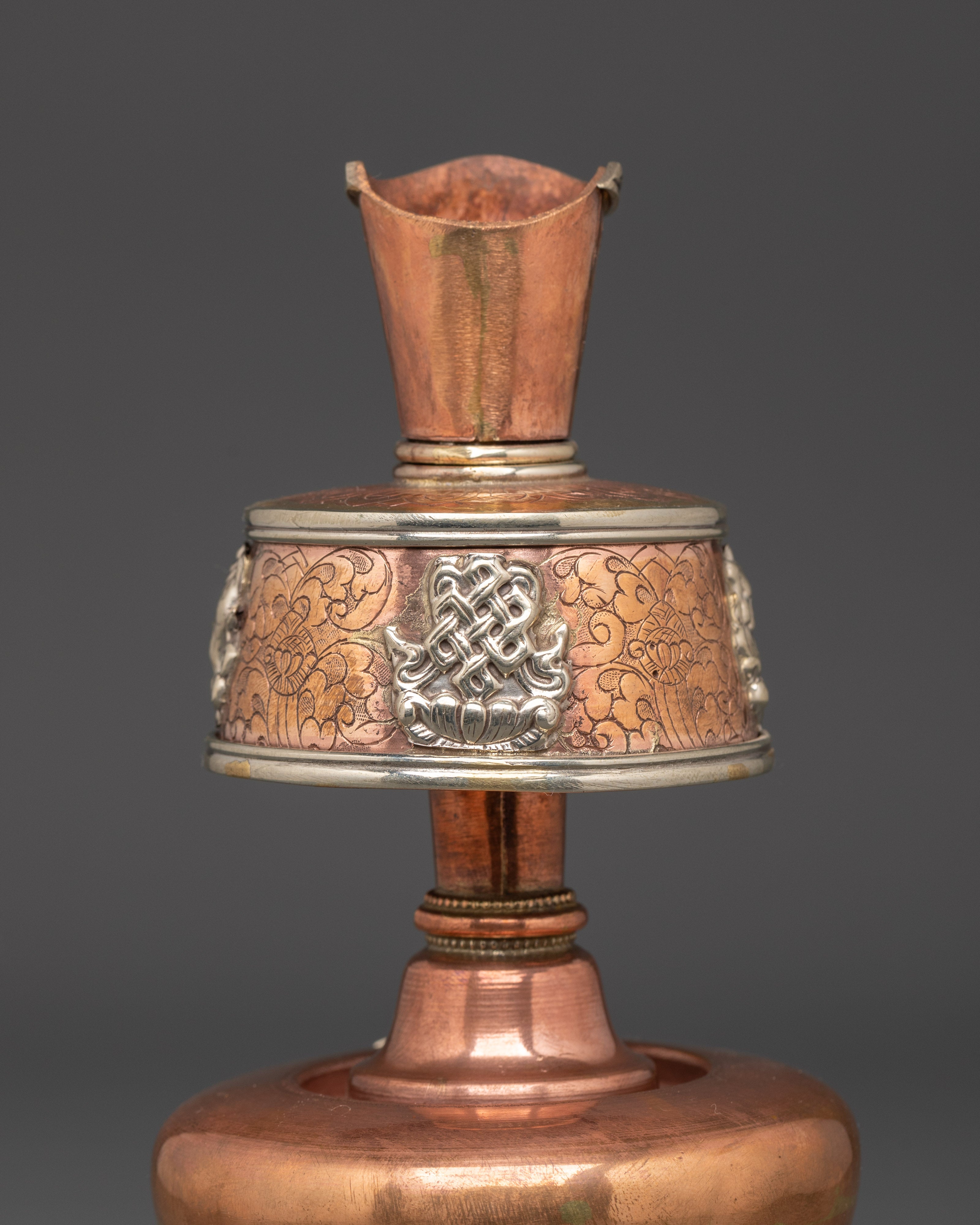 Handcrafted Copper Bhumba | Nepalese Ritual Vessel with Turquoise and Coral