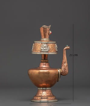 Handcrafted Copper Bhumba | Nepalese Ritual Vessel with Turquoise and Coral