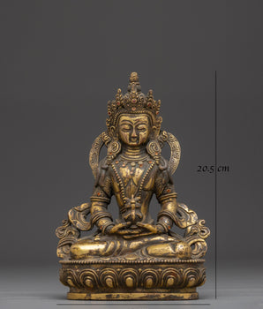 Handcrafted Copper Amitayus Statue | Tibetan Buddha Sculpture