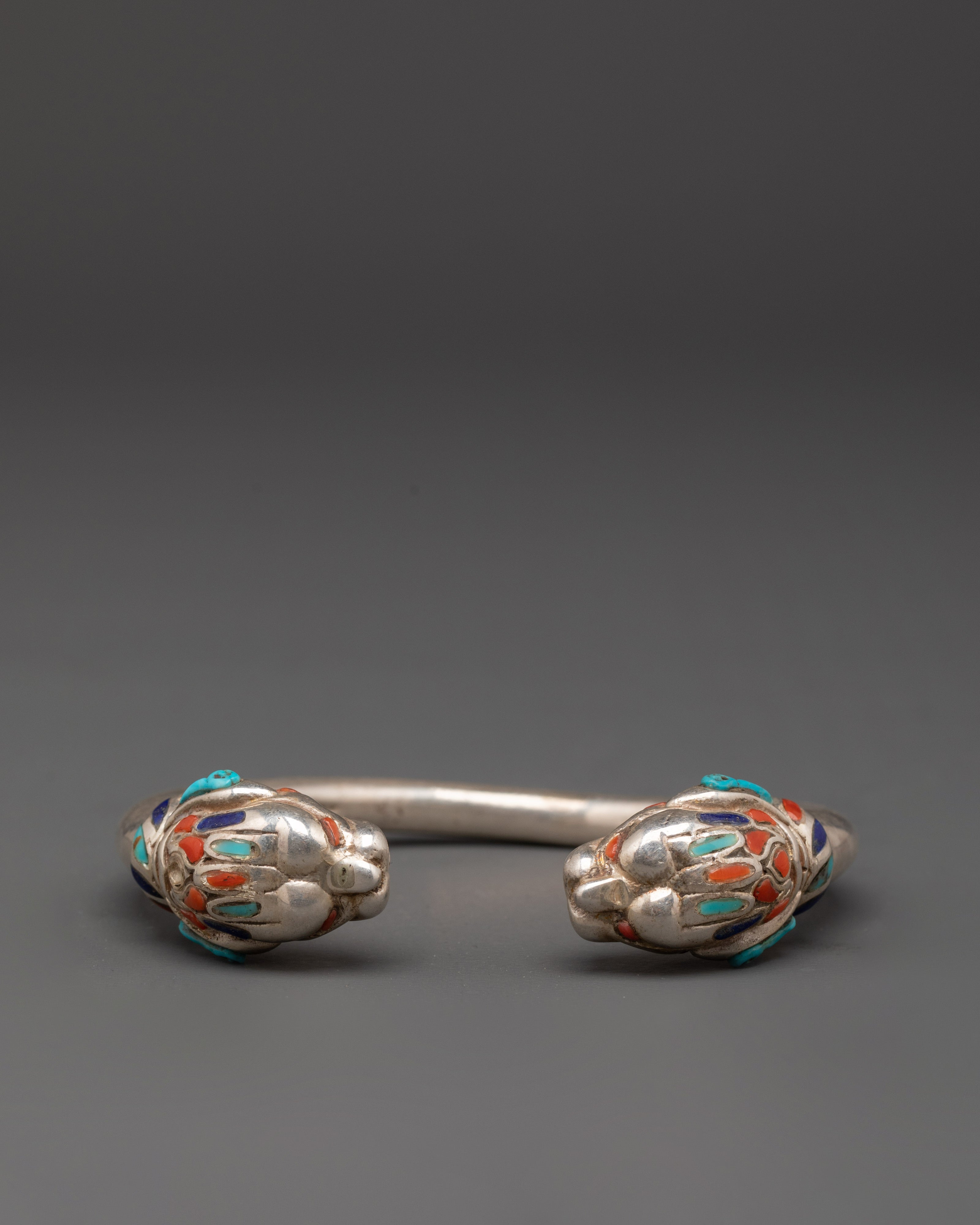 Tibetan Silver Dragon Bracelet | Pure Silver Himalayan Bangle Jewelry