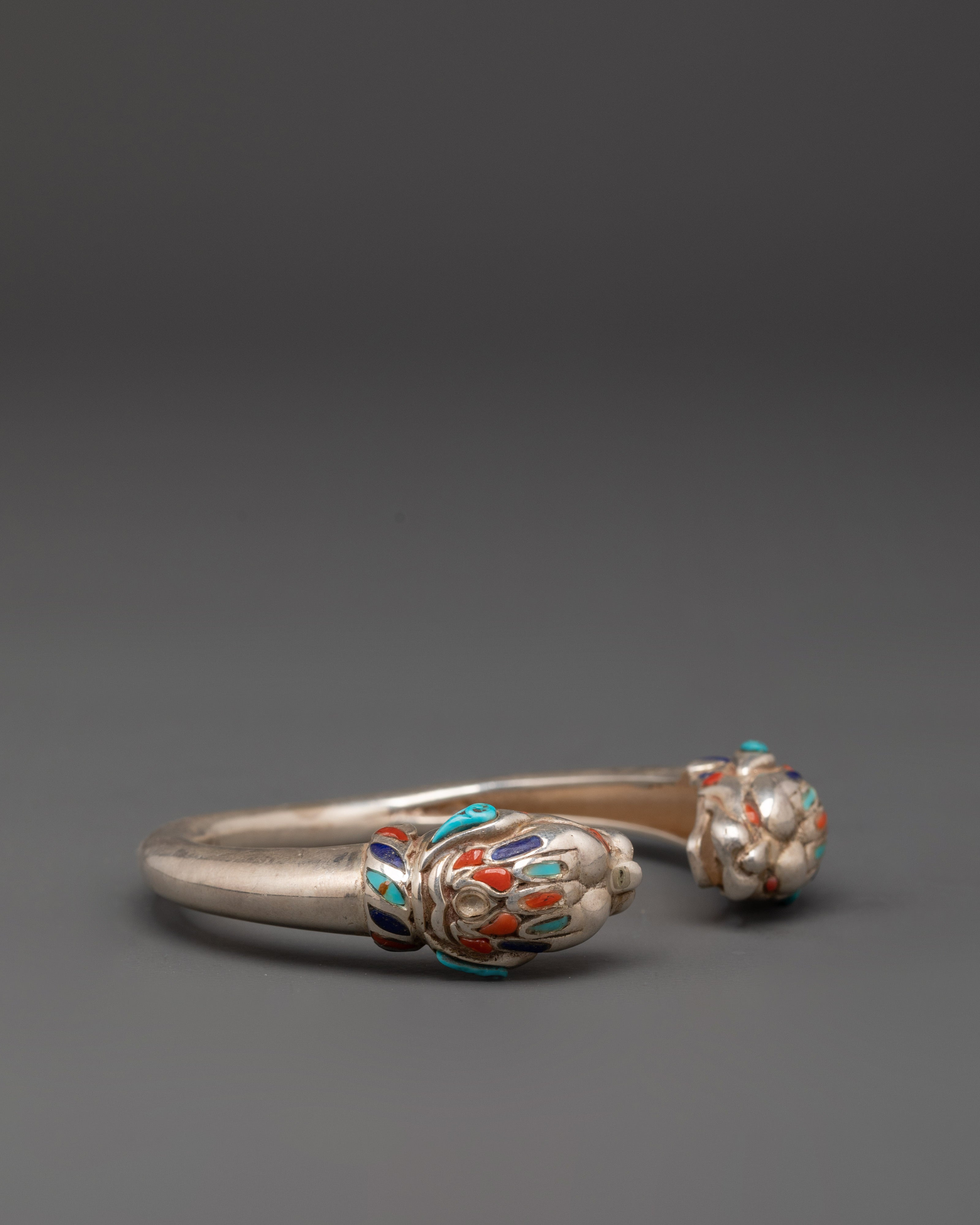 Tibetan Silver Dragon Bracelet | Pure Silver Himalayan Bangle Jewelry