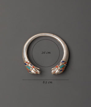 Tibetan Silver Dragon Bracelet | Pure Silver Himalayan Bangle Jewelry