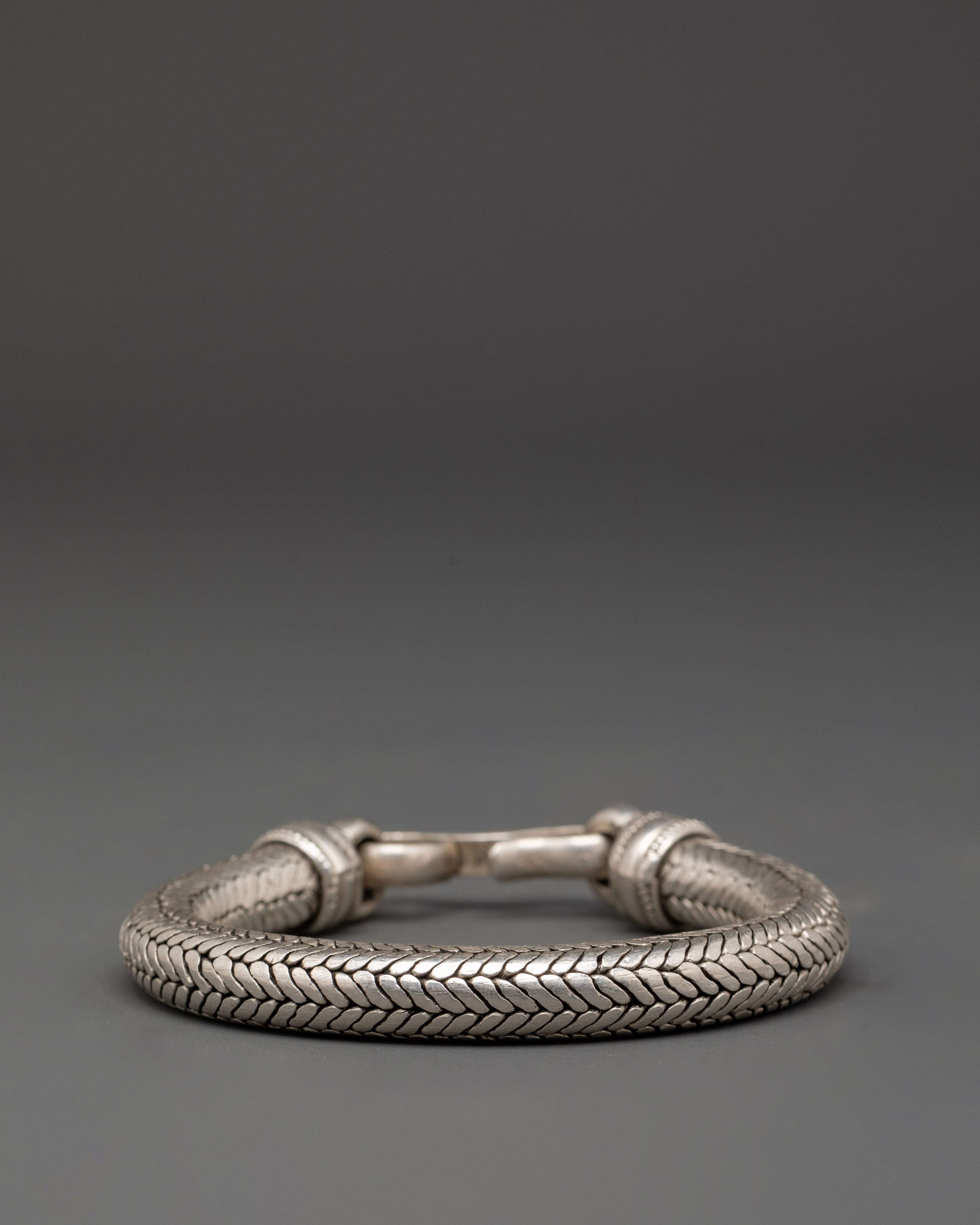Tibetan Braided Silver Bracelet | Handmade Pure Silver Tribal Bangle