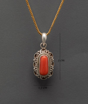 Silver Red Coral Pendant | Symbol of Passion & Vitality
