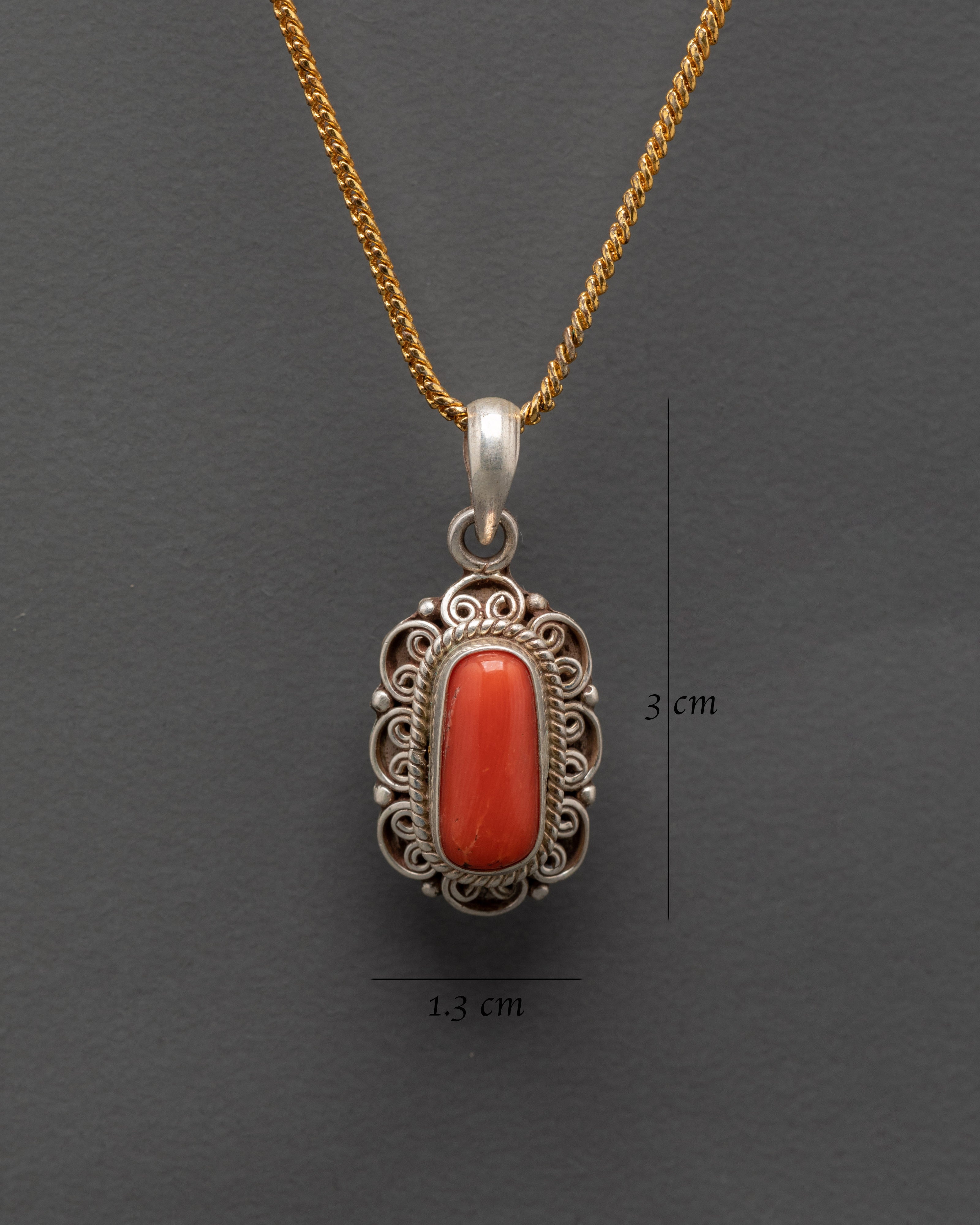 Silver Red Coral Pendant | Symbol of Passion & Vitality