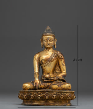 Copper And Gold Plated Shakyamuni Buddha Statue | Symbol of Calm and Divine Knowledge