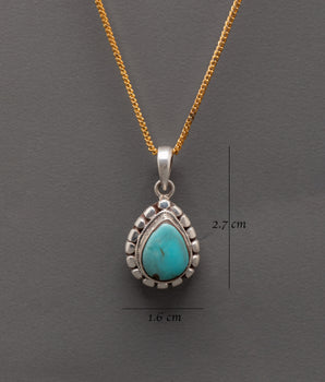 Teardrop Turquoise Pendant | Handmade Charm with Artificial Healing Stone