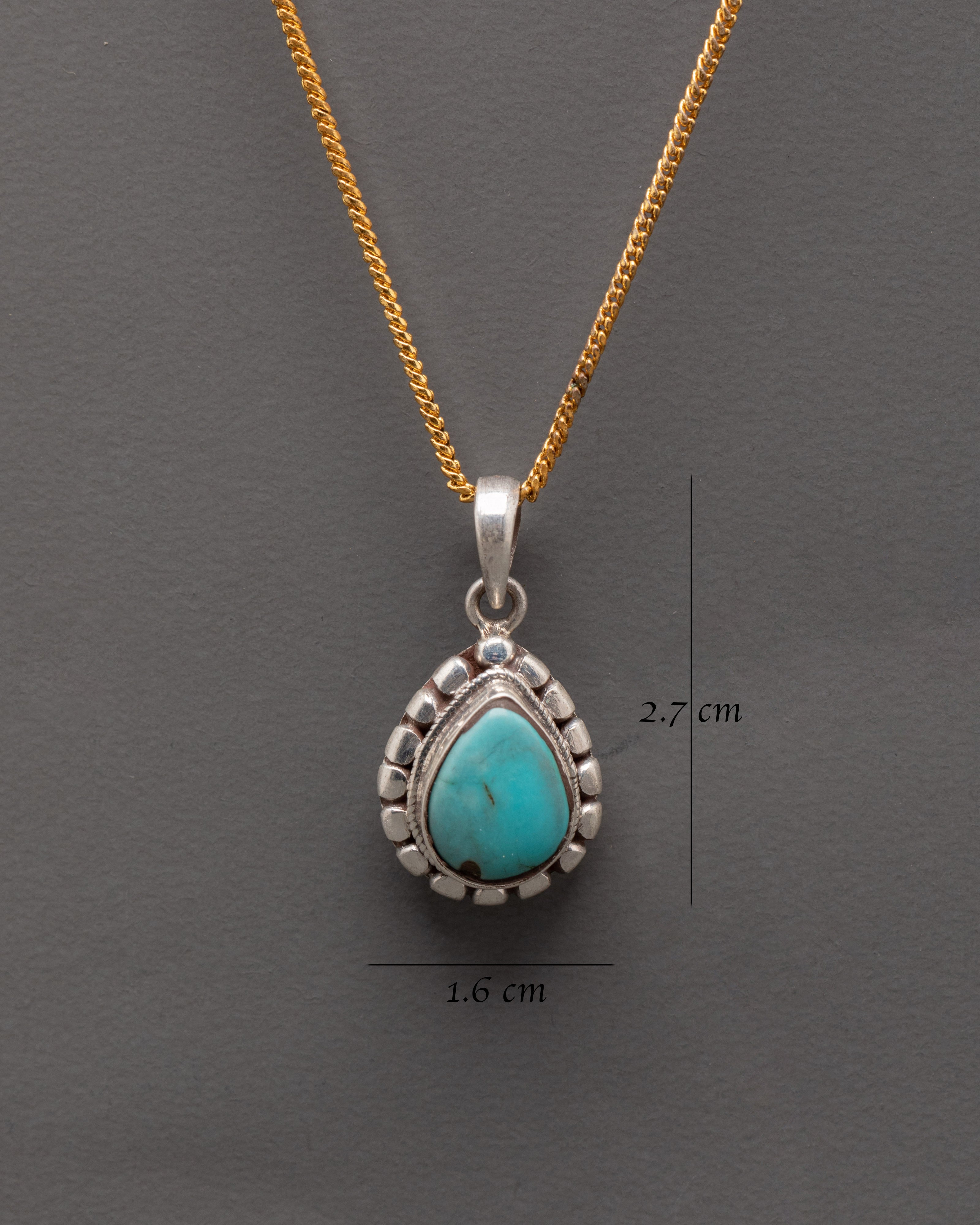 Teardrop Turquoise Pendant | Handmade Charm with Artificial Healing Stone