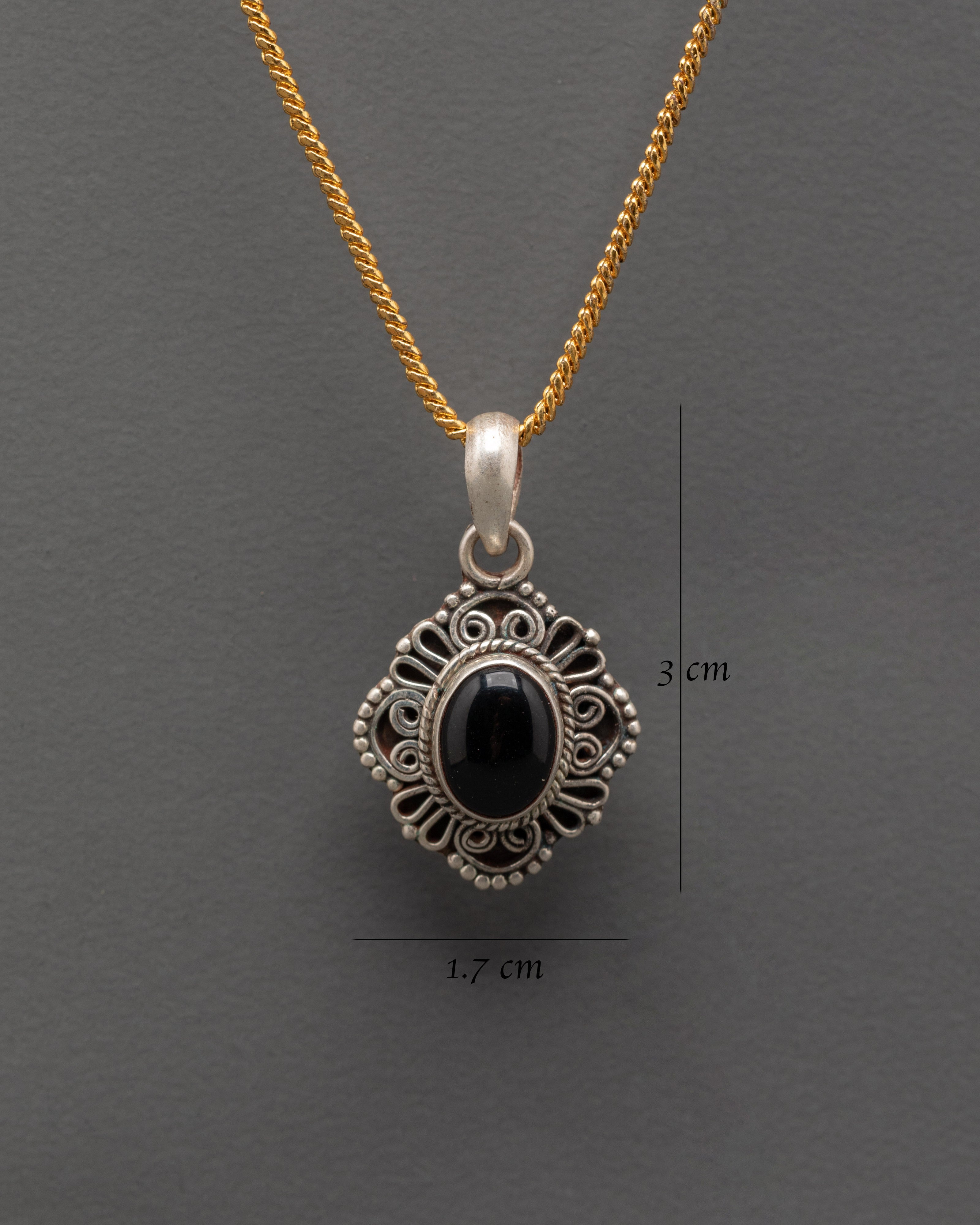 Sterling Silver Locket | Black Onyx Stone Pendant