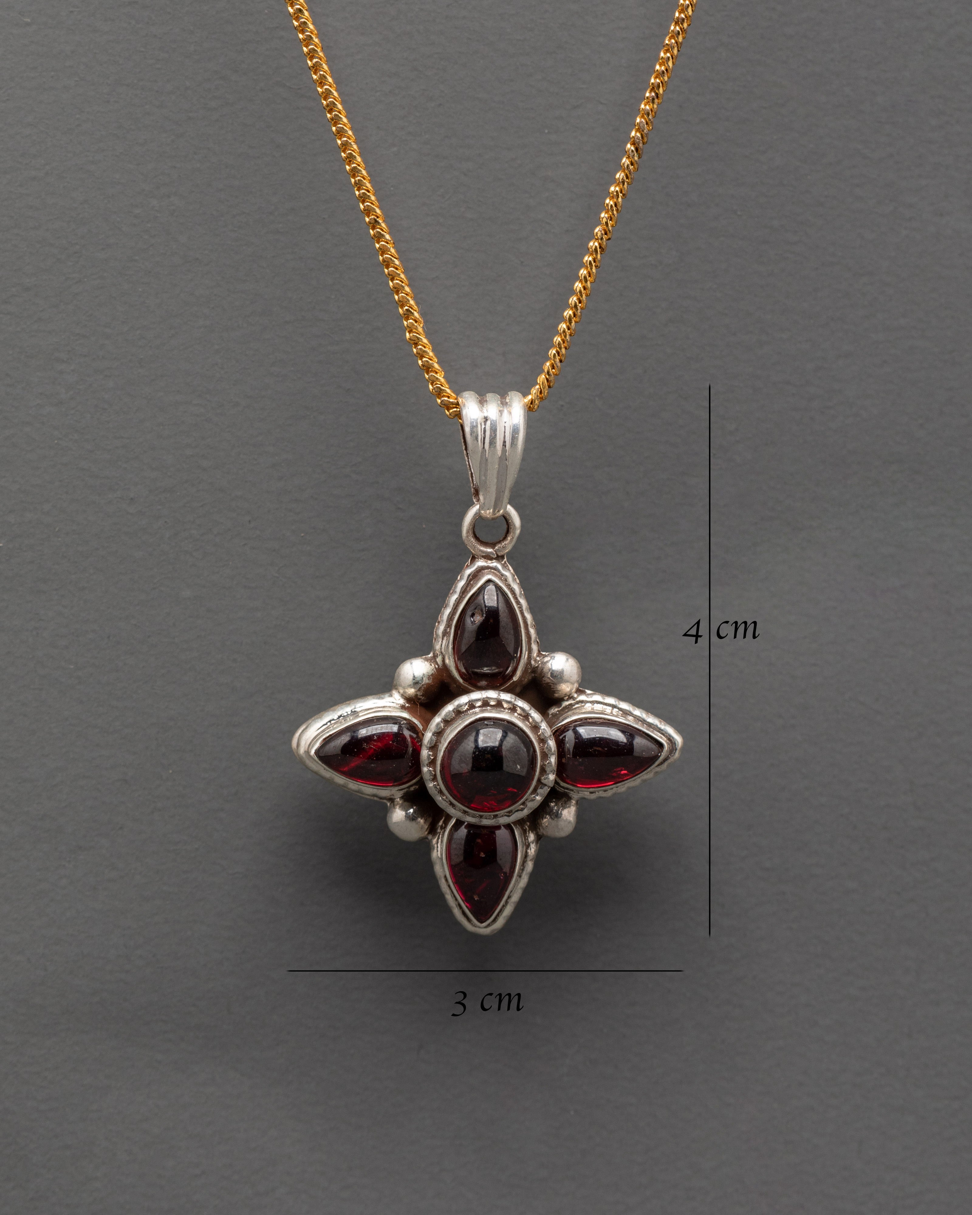 Garnet Stone Locket |  Sterling Silver Handmade Pendantfor Spiritual Protection