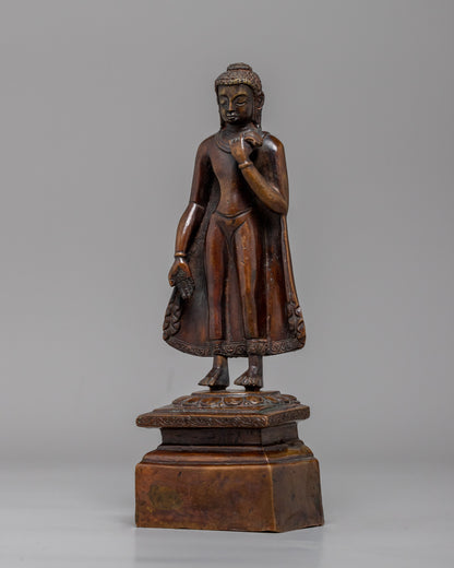 Vintage Standing Shakyamuni Buddha Statue | Capturing the Essence of Enlightenment