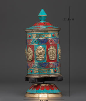 Buddhist Altar Prayer Wheel |  Perfect for Meditation & Rituals