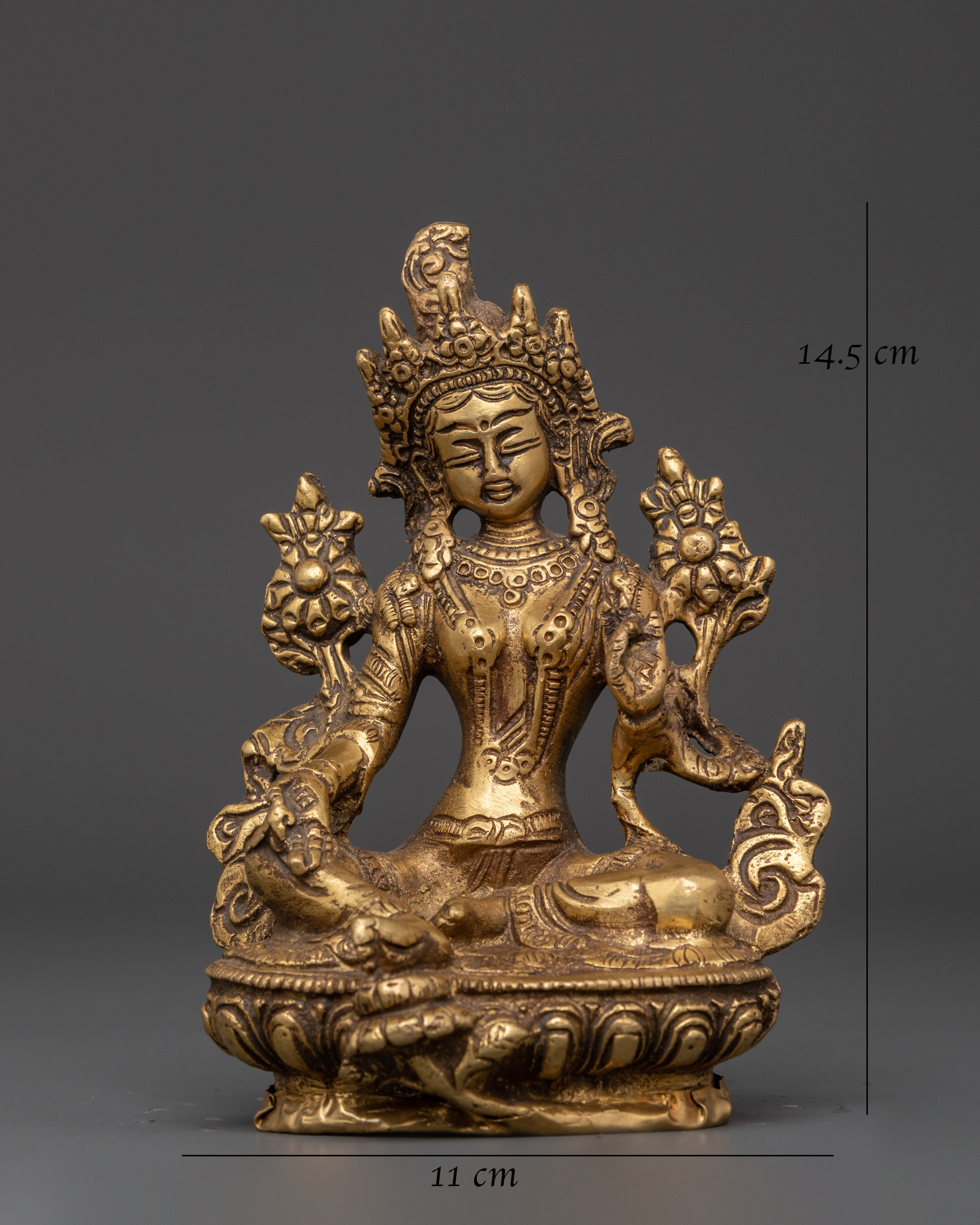 Handmade Spiritual Green Tara Statue | Brass Shyama Tara Figurine for Meditation
