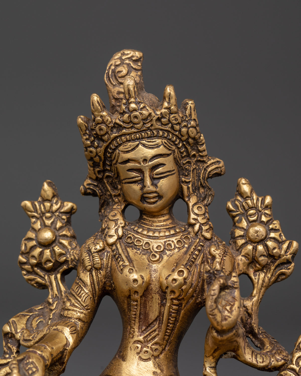 Handmade Spiritual Green Tara Statue | Brass Shyama Tara Figurine for Meditation