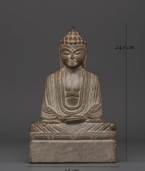 Sacred Amitabha Buddha Sculpture | Handcrafted Stone Buddha Statue for Meditation
