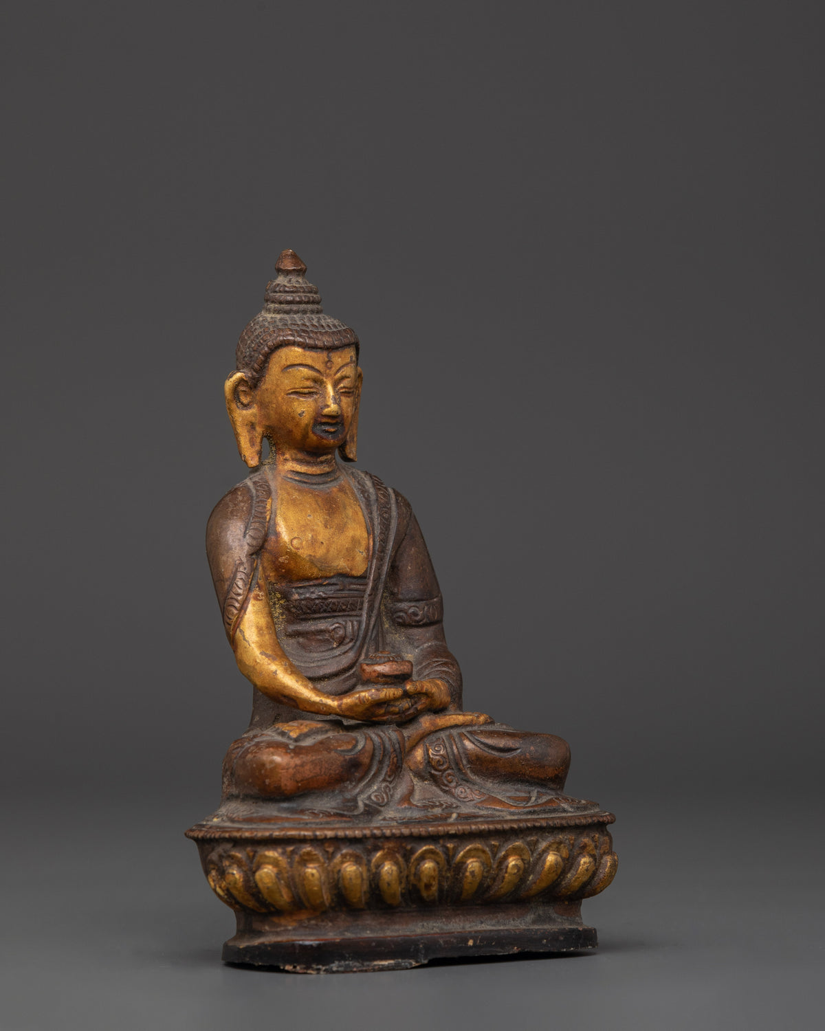 Amitabha Pure Land Buddha Statue | Oxidized Copper Buddhist Statue