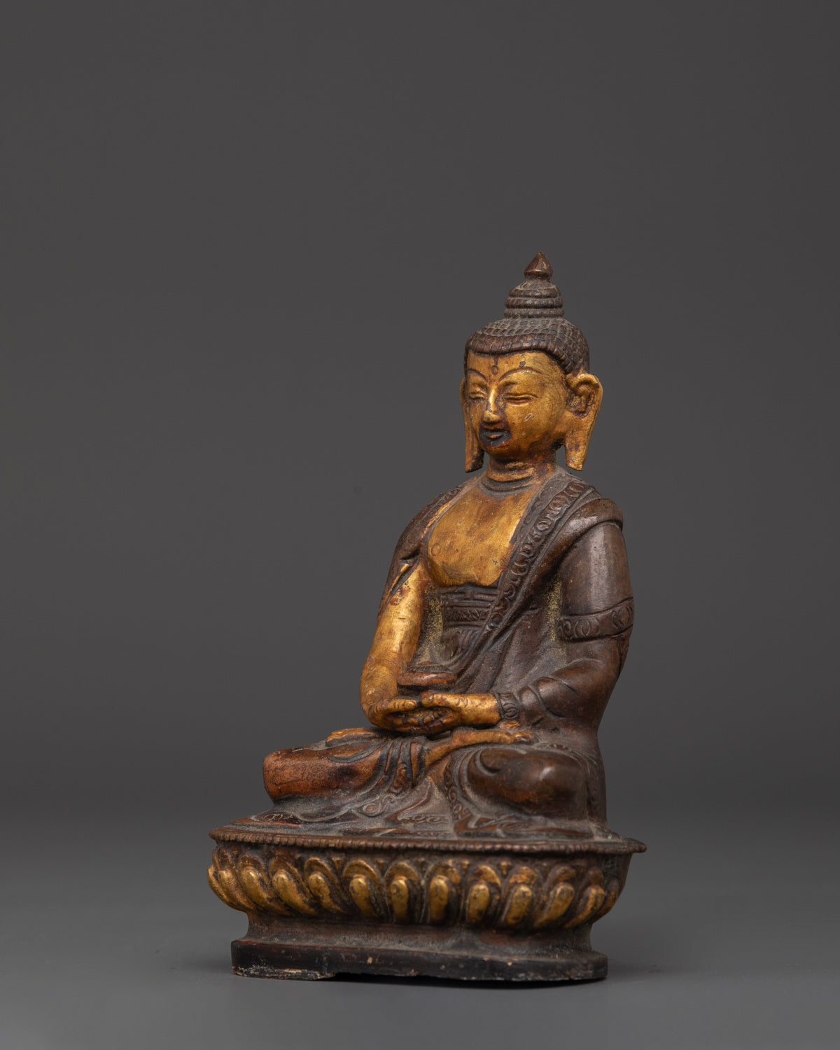 Amitabha Pure Land Buddha Statue | Oxidized Copper Buddhist Statue