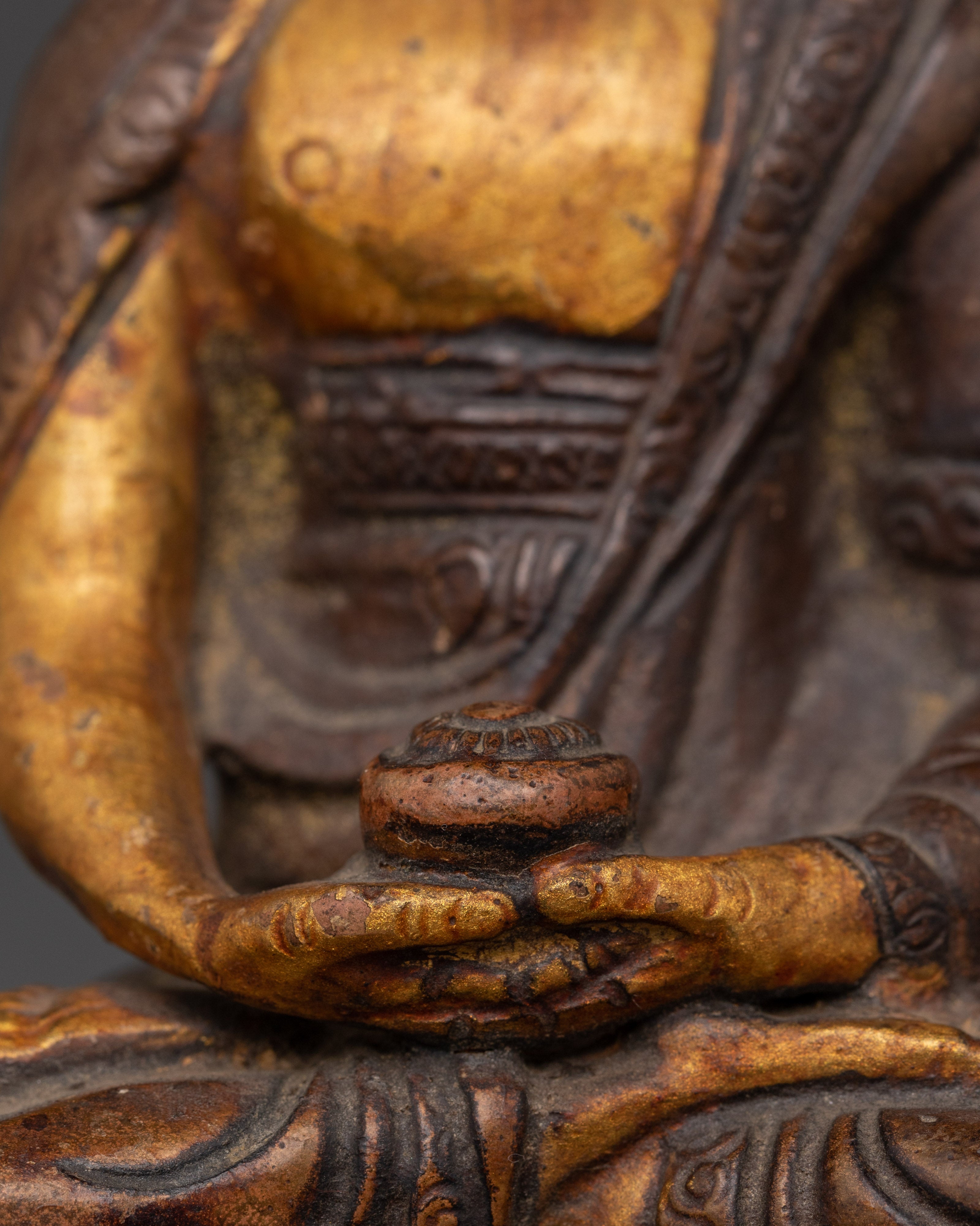 Amitabha Pure Land Buddha Statue | Oxidized Copper Buddhist Statue