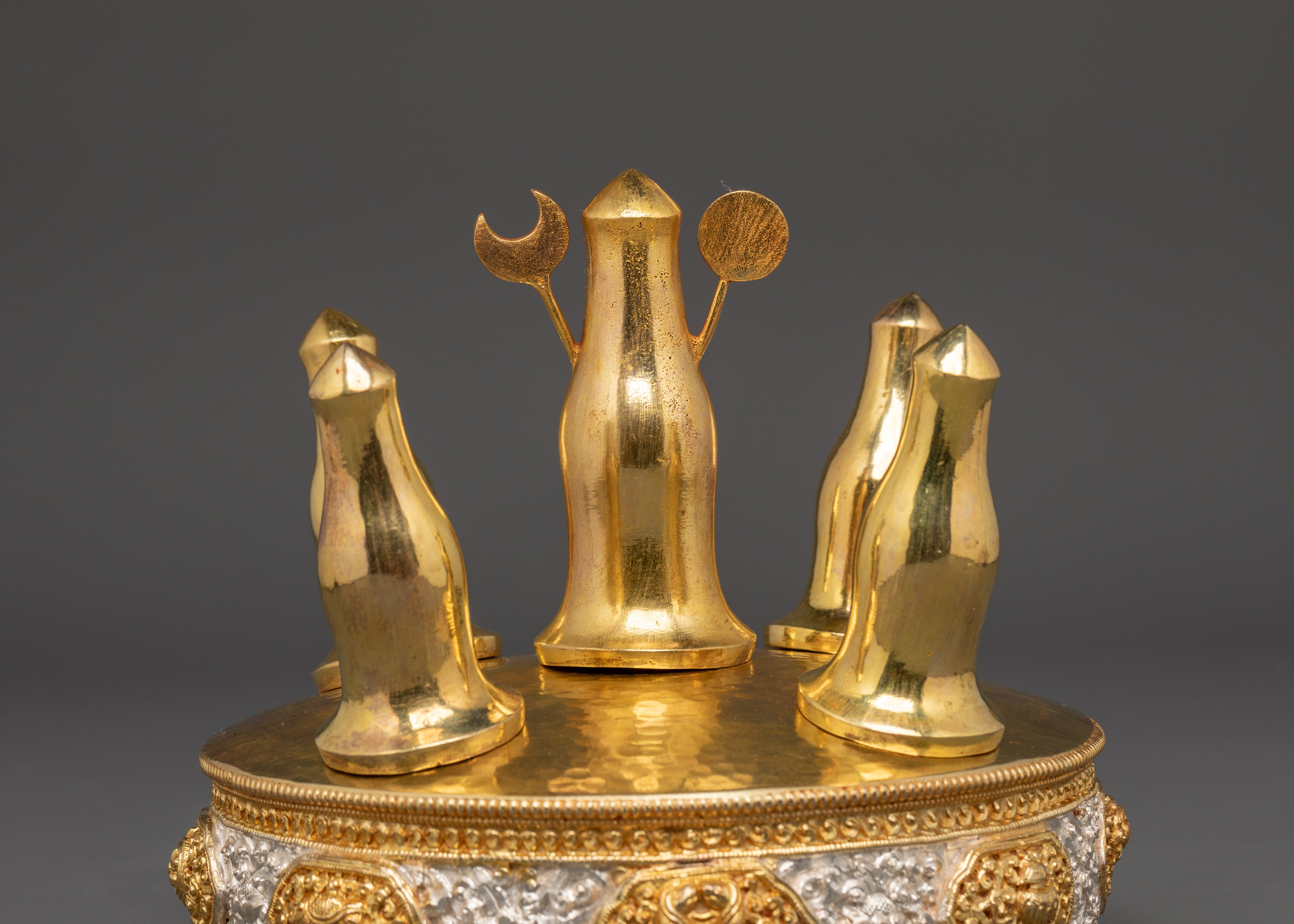 Buddhist Torma Altar Tool | Tibetan Ritual Offering with Moon and Sun Symbols