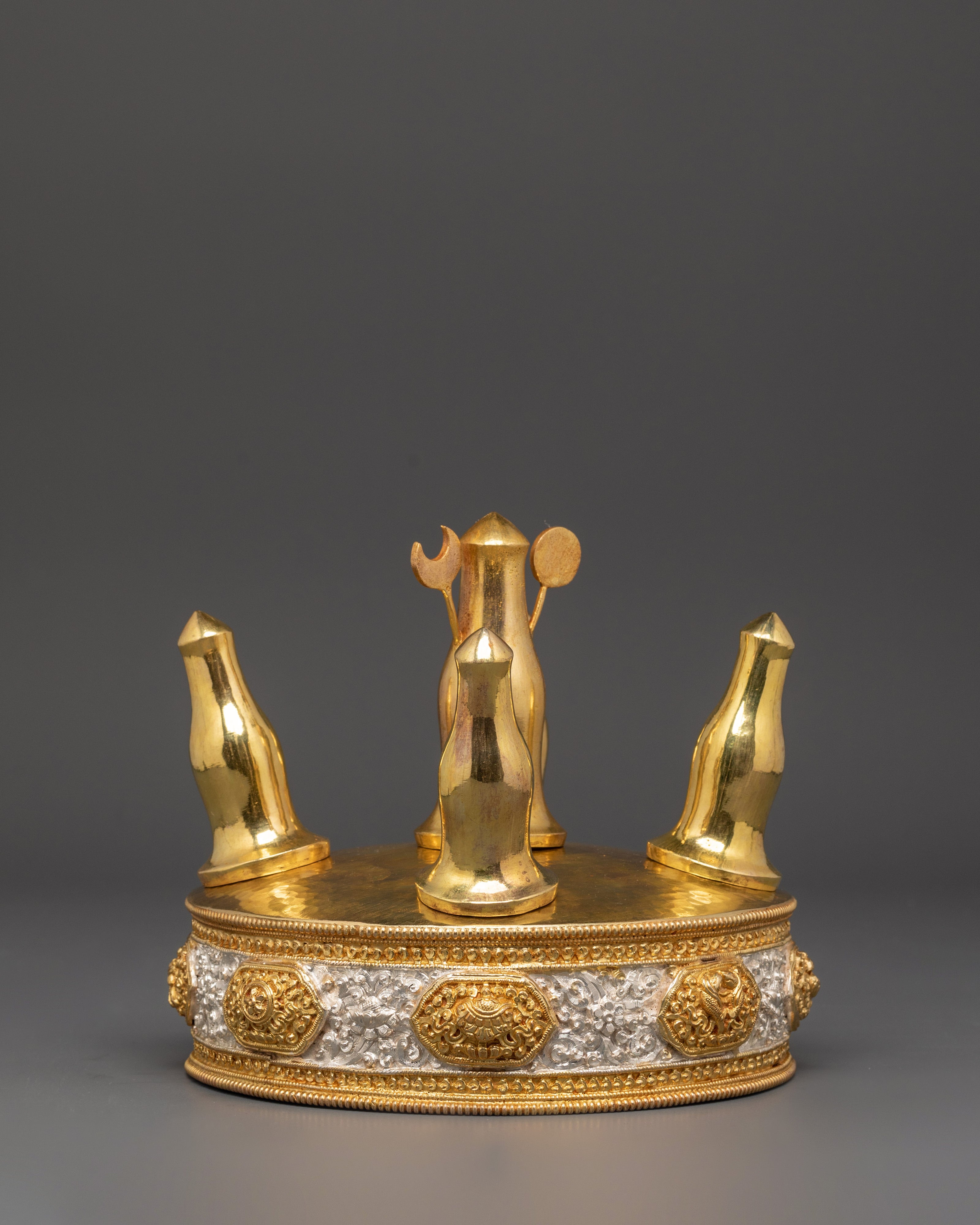 Buddhist Torma Altar Tool | Tibetan Ritual Offering with Moon and Sun Symbols
