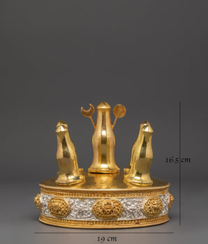 Buddhist Torma Altar Tool | Tibetan Ritual Offering with Moon and Sun Symbols