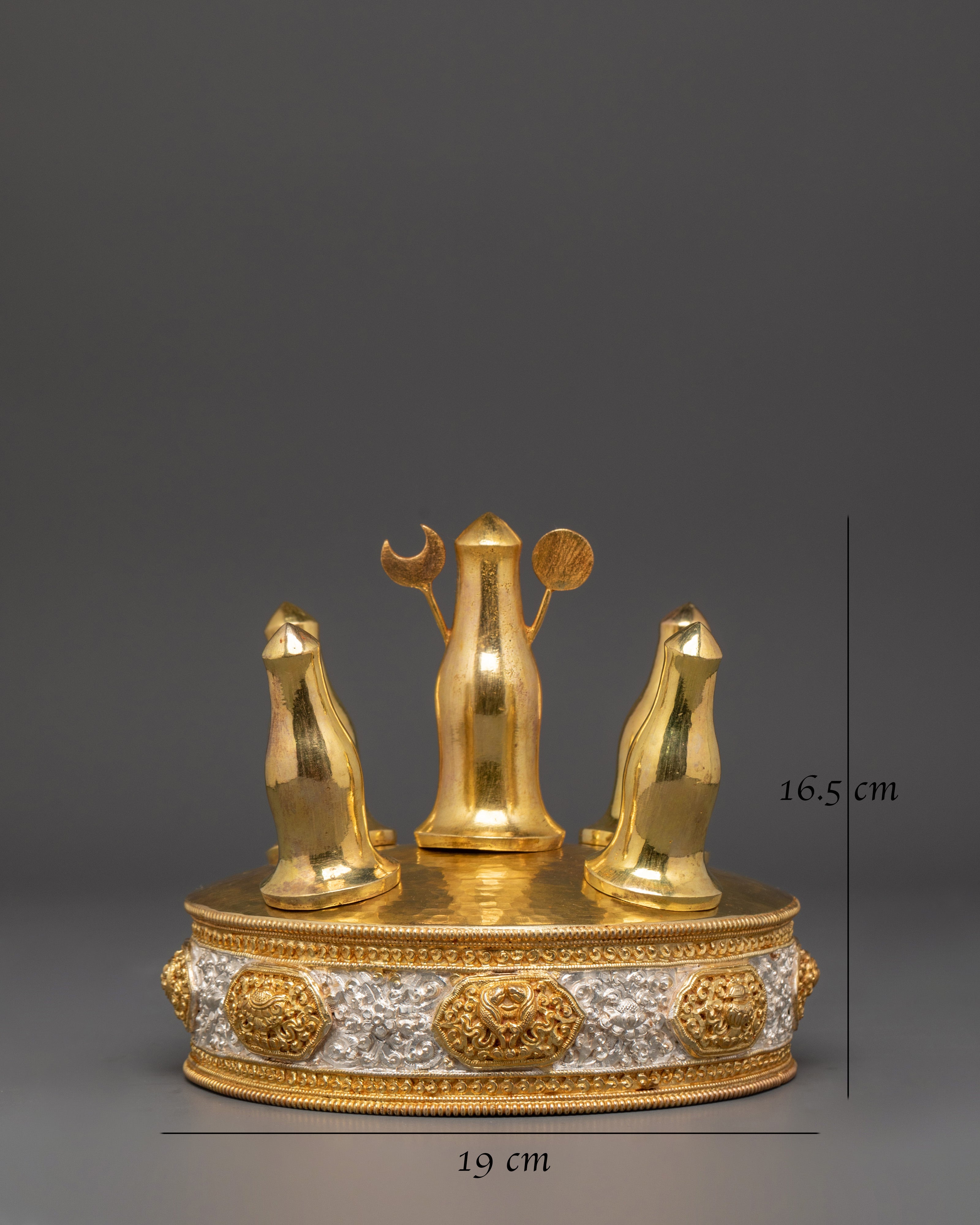Buddhist Torma Altar Tool | Tibetan Ritual Offering with Moon and Sun Symbols