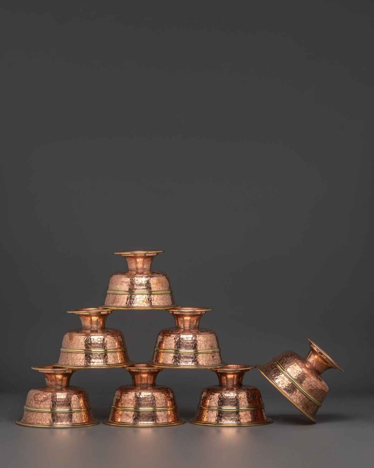 Copper Offering Bowls Set | Bowls Set for Buddhist Rituals