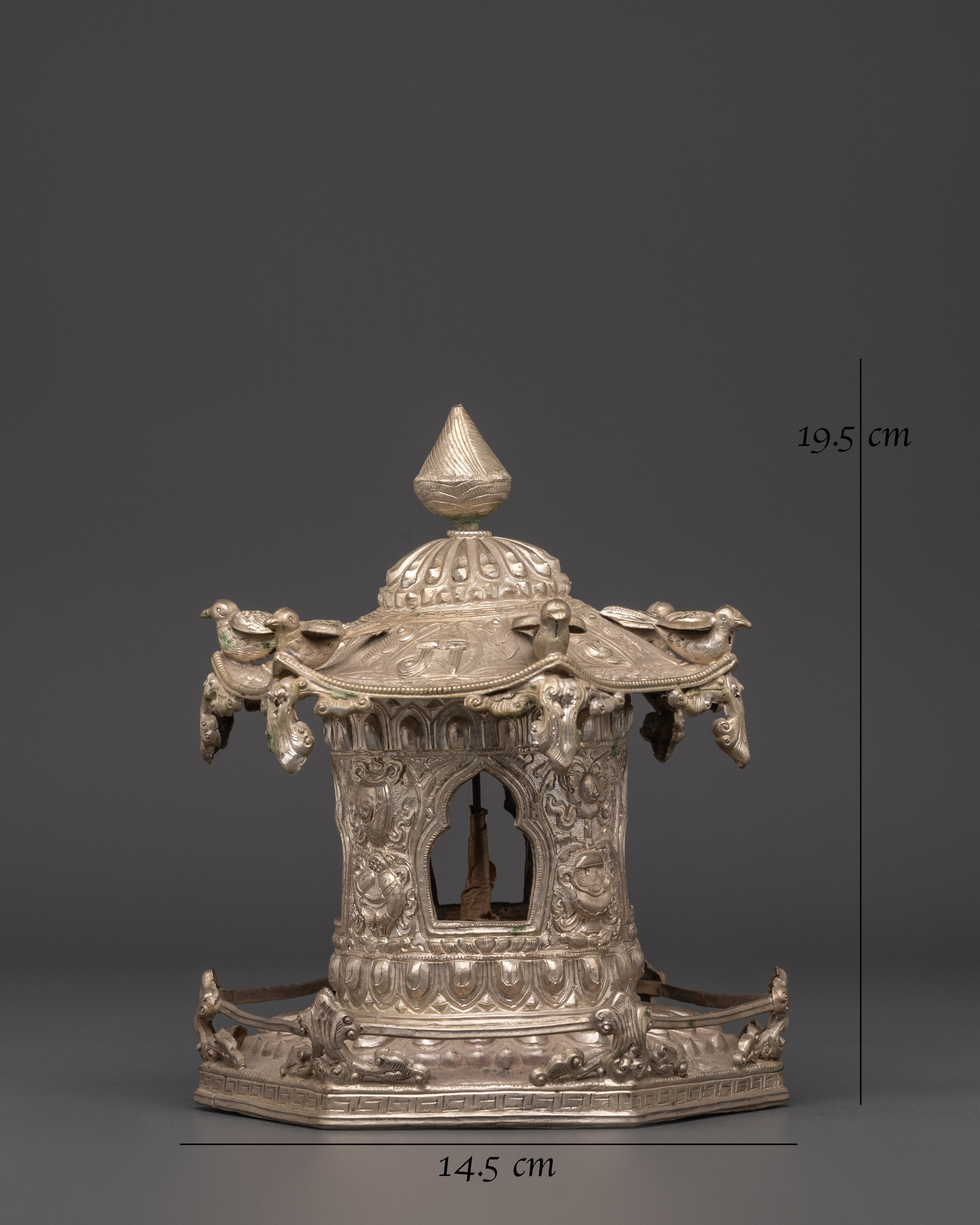 Copper And Silver Plated Prayer Wheel | Tibetan Buddhist Prayer Wheel