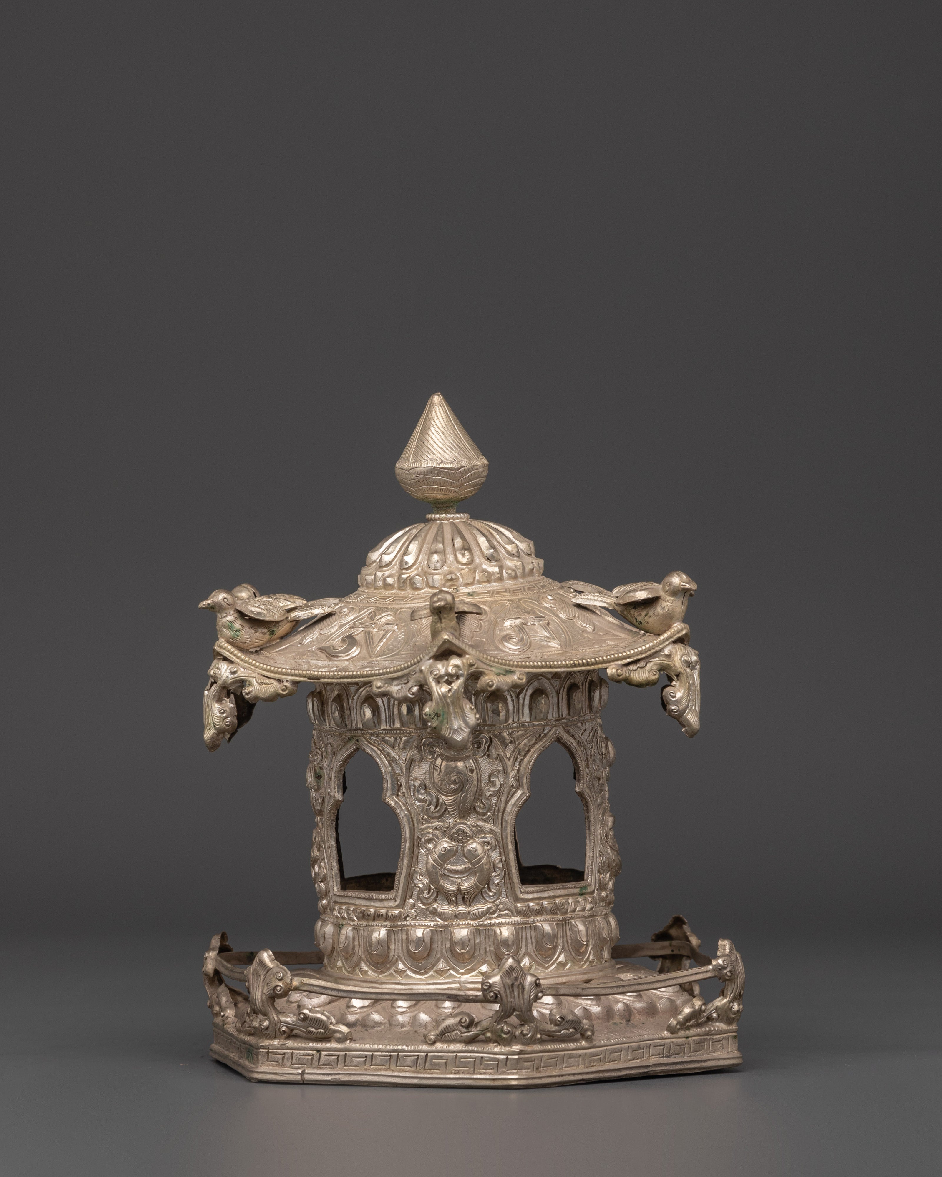 Copper And Silver Plated Prayer Wheel | Tibetan Buddhist Prayer Wheel