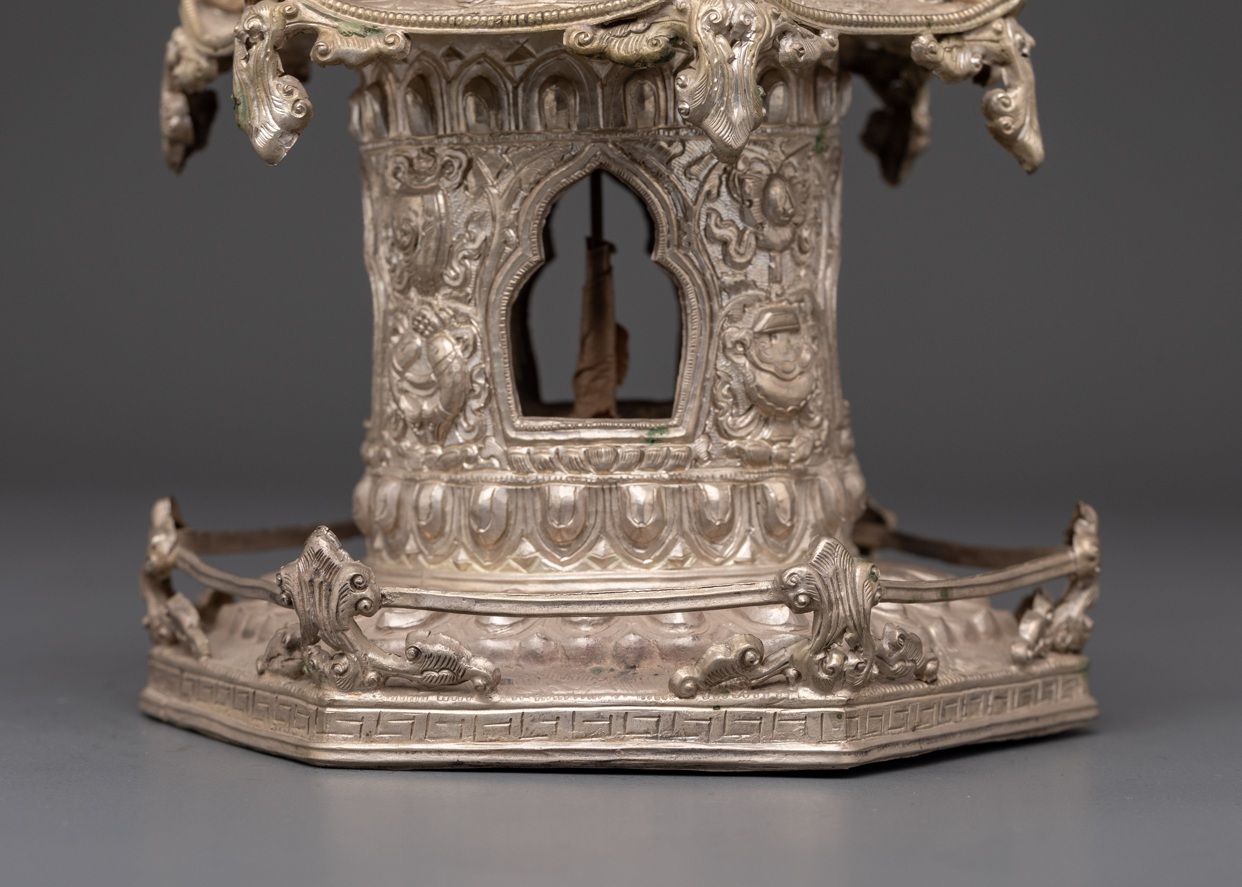 Copper And Silver Plated Prayer Wheel | Tibetan Buddhist Prayer Wheel
