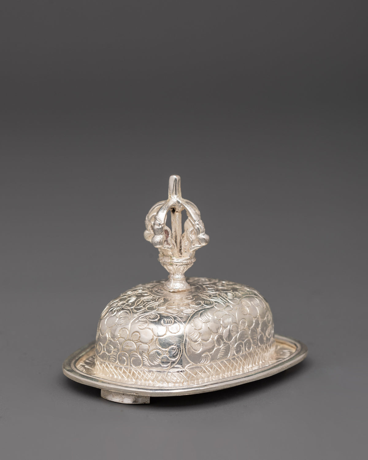 Silver-Plated Tibetan Kapala Set | Sacred Skull Cup for Tantric Offerings