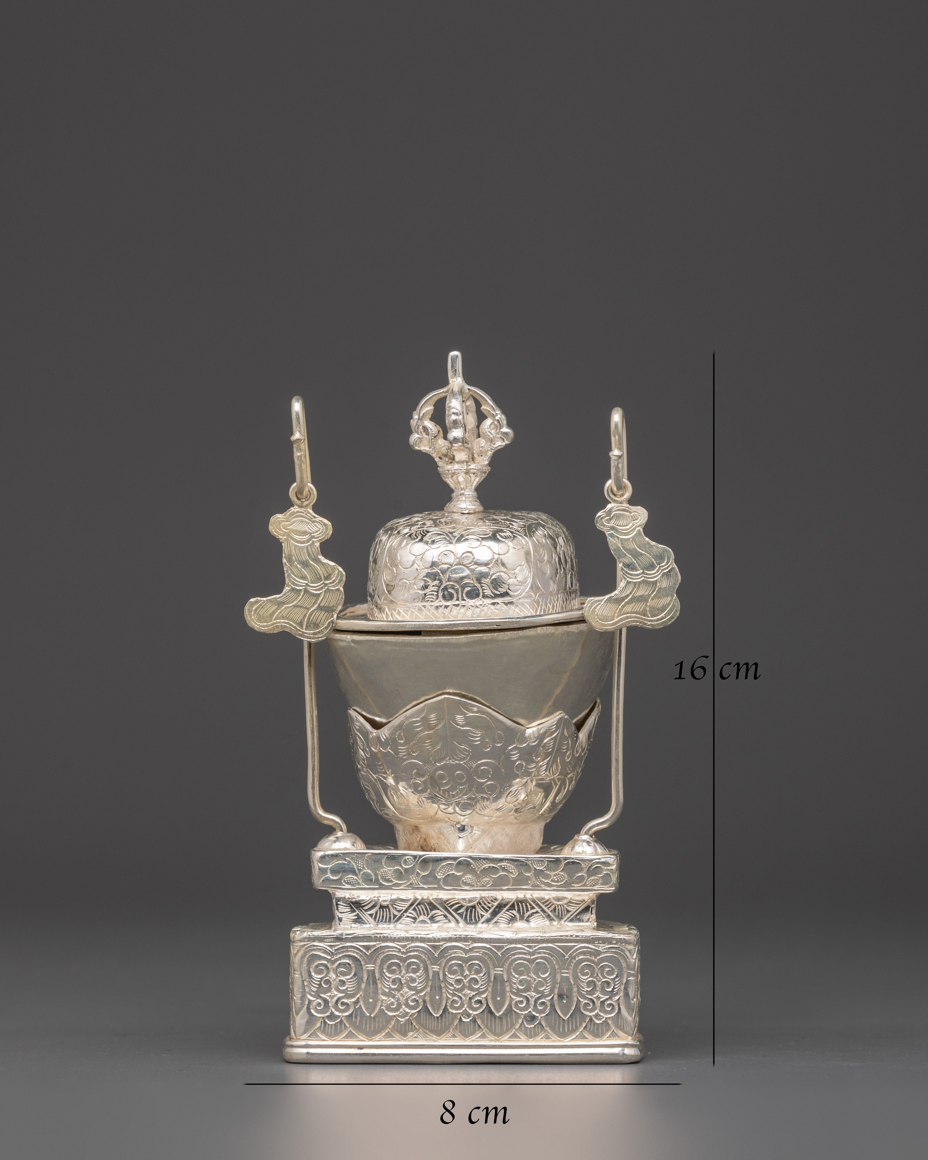 Silver-Plated Tibetan Kapala Set | Sacred Skull Cup for Tantric Offerings