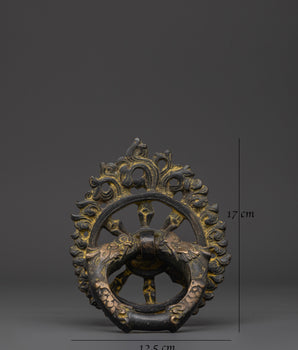 Tibetan Guardian Head Door Handle | Brass Ring Pull with Sacred Motifs