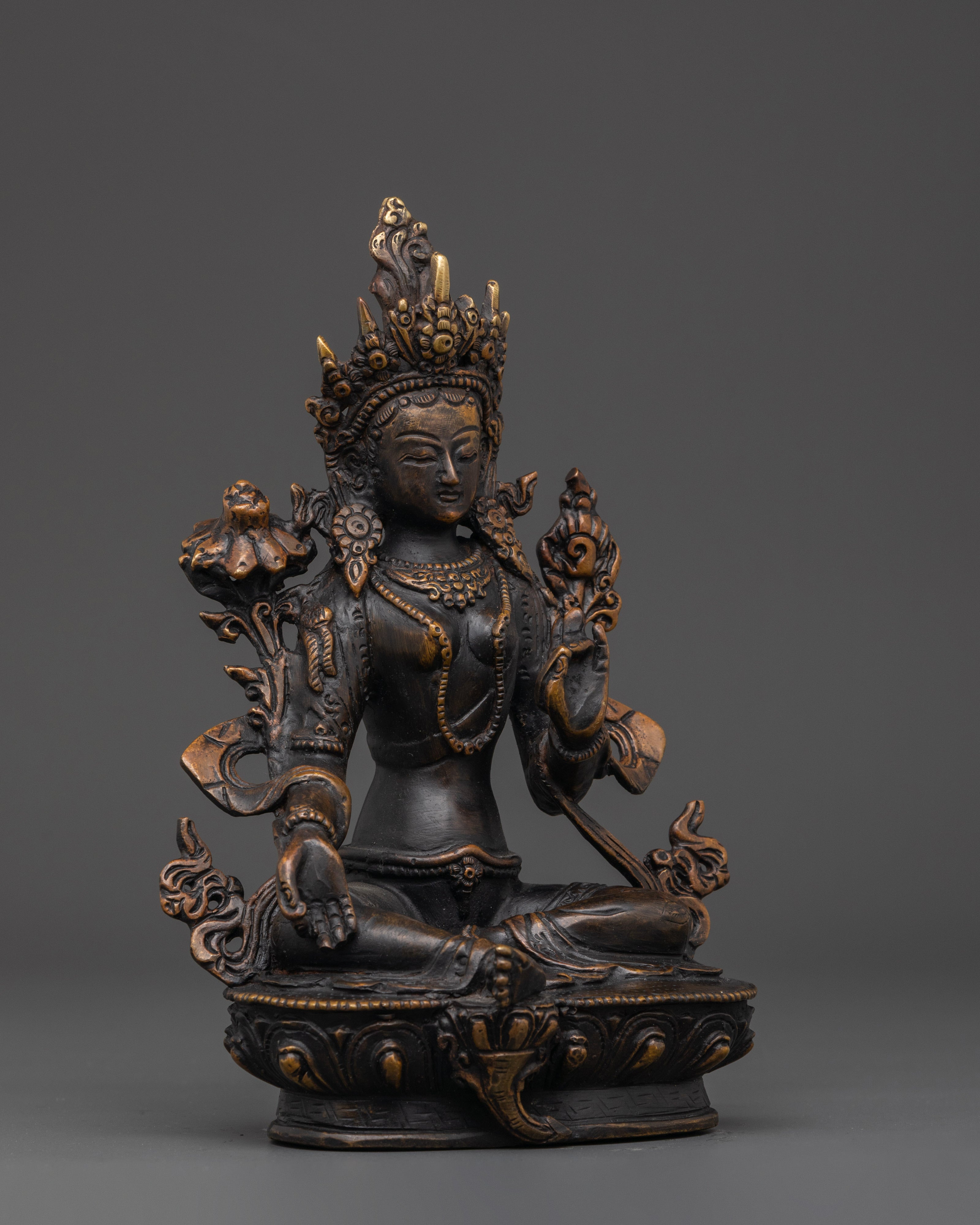 Antique Finishing Green Tara Statue | Mother of Liberation