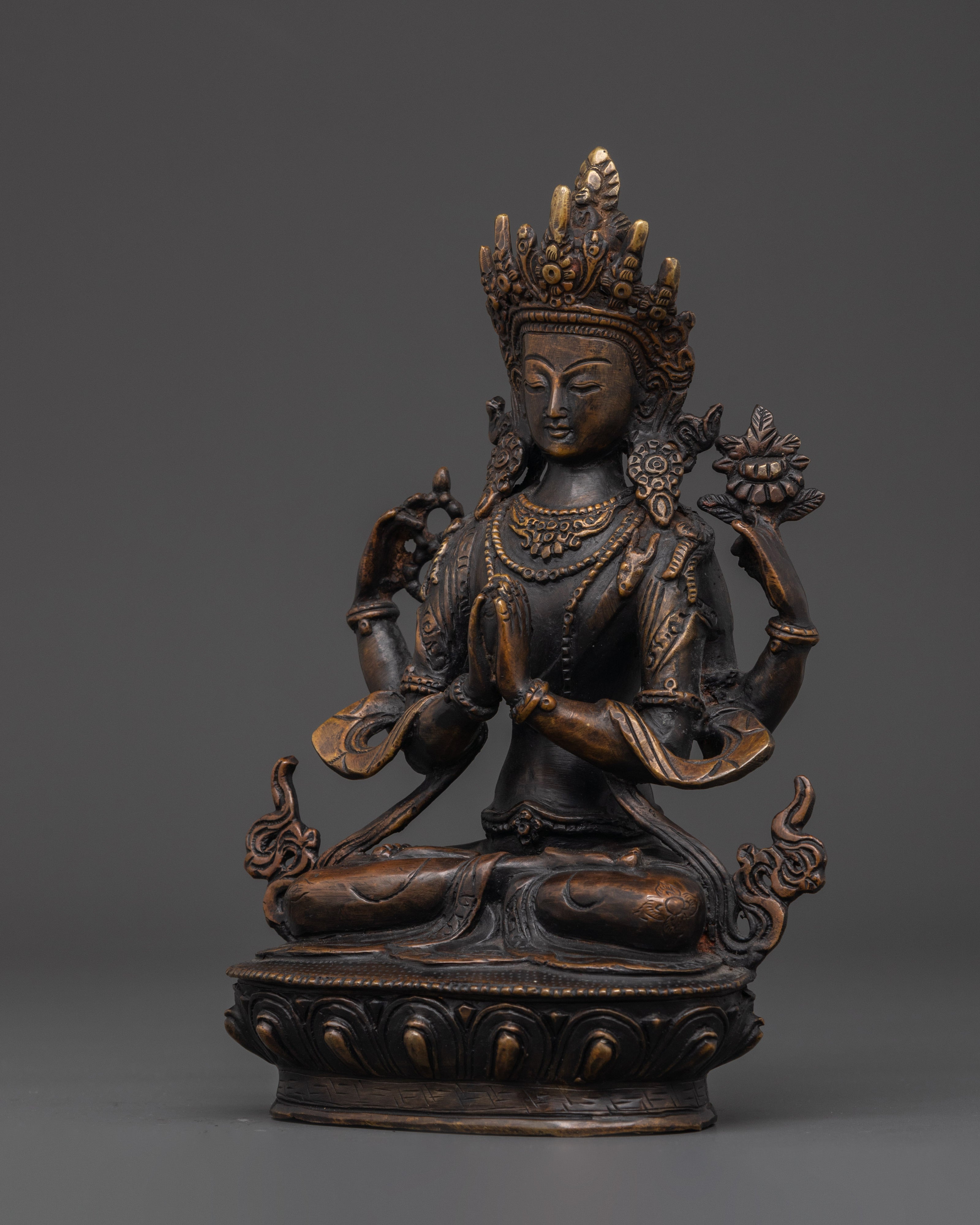 Four Armed Chenrezig Statues | Embodiment of Compassion | Home Decor