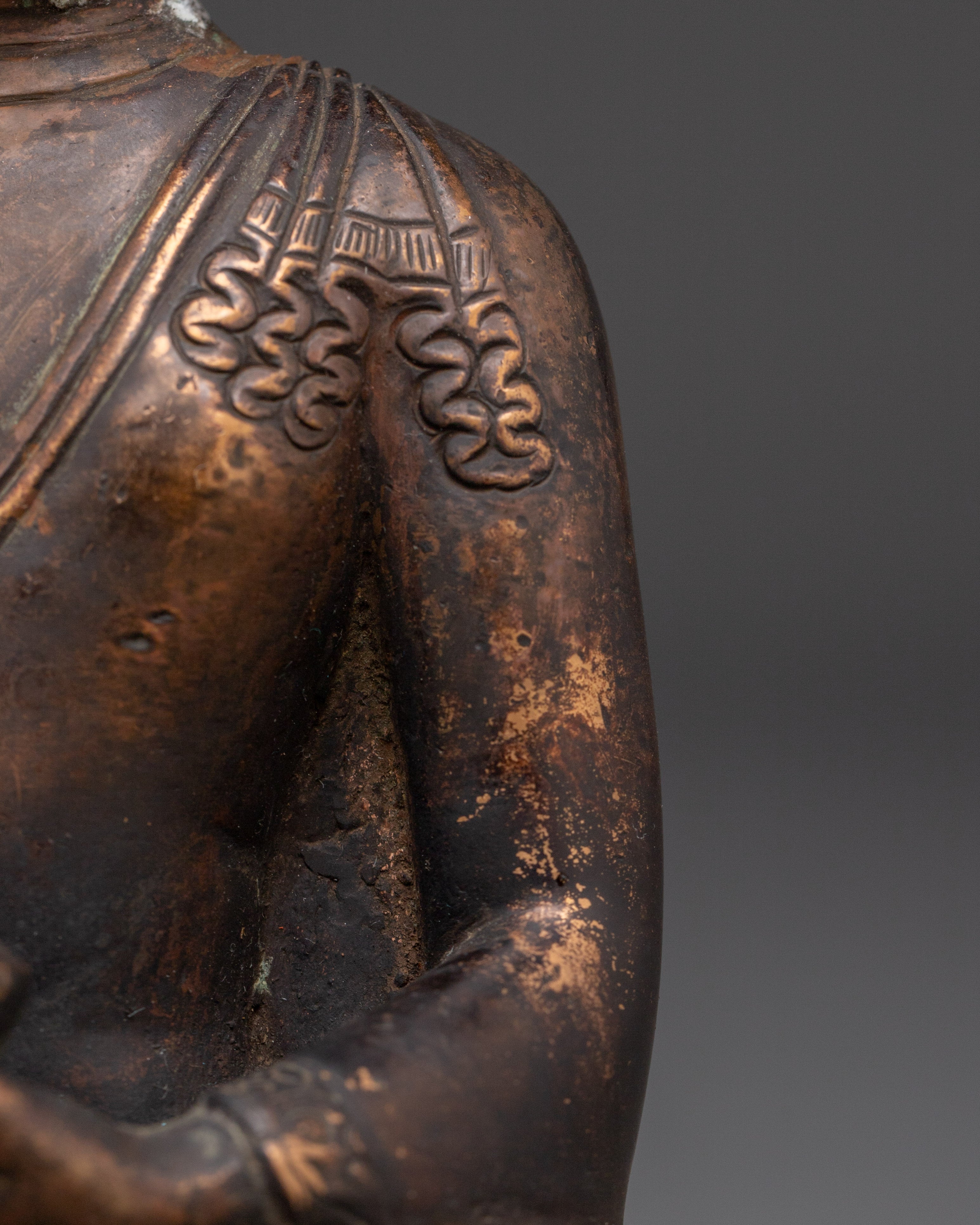 20cm Shakyamuni Buddha Statue | Antique Copper Buddha for Altar
