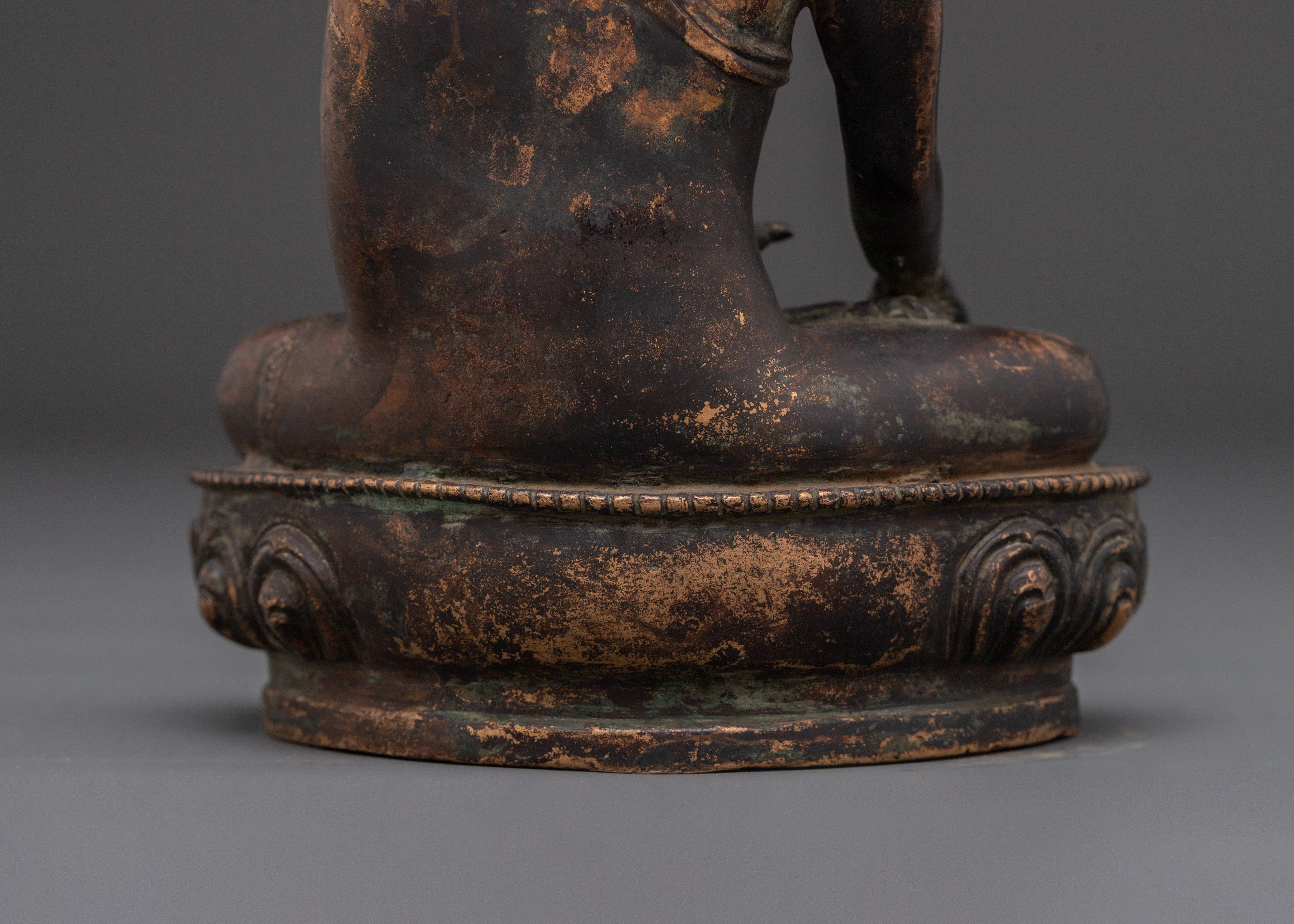 20cm Shakyamuni Buddha Statue | Antique Copper Buddha for Altar