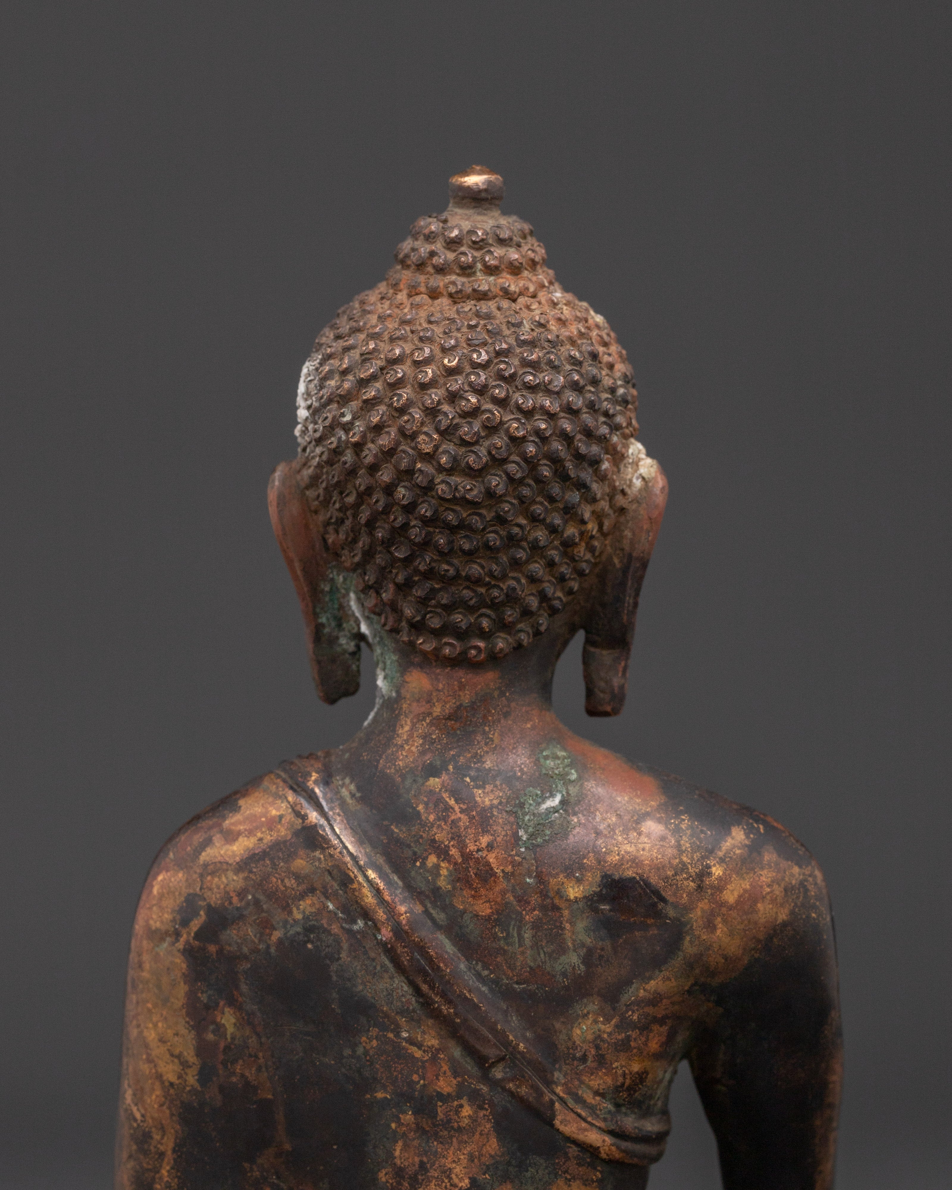 20cm Shakyamuni Buddha Statue | Antique Copper Buddha for Altar