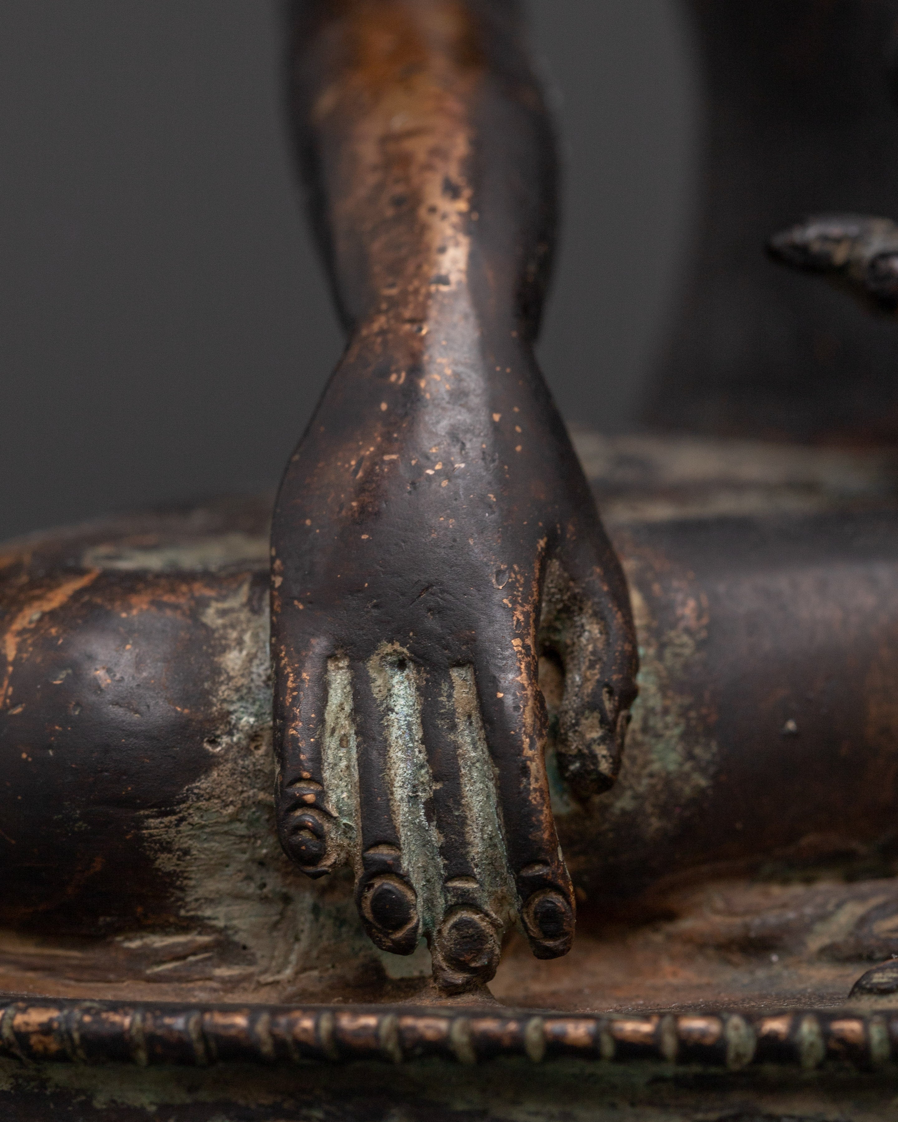 20cm Shakyamuni Buddha Statue | Antique Copper Buddha for Altar