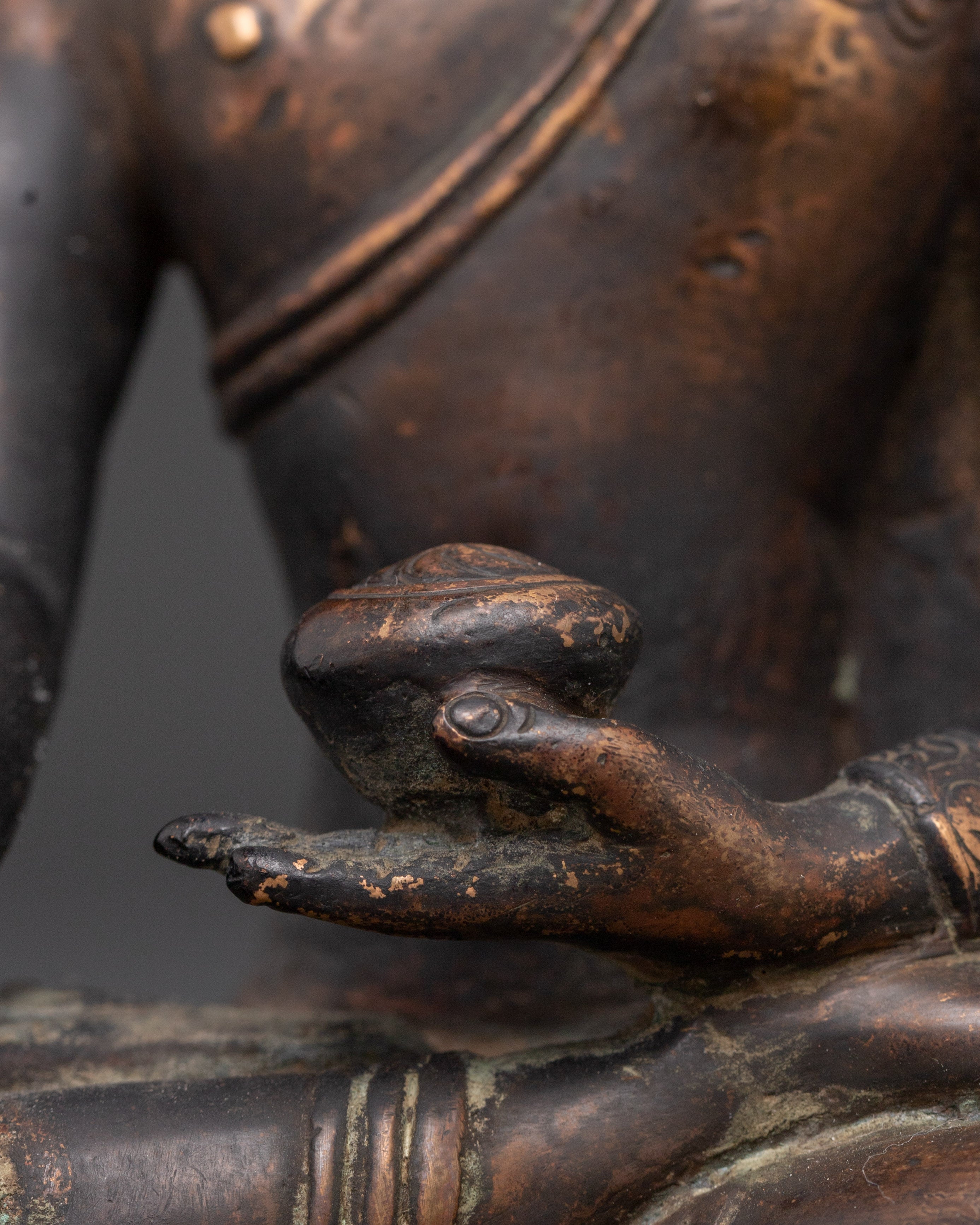 20cm Shakyamuni Buddha Statue | Antique Copper Buddha for Altar