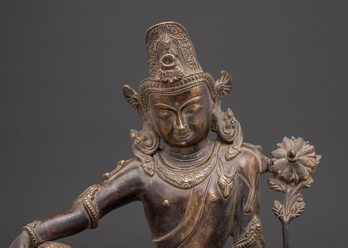 Handcrafted Lokeshwor Sculpture | Copper Avalokiteshvara Statue for Shrine or Altar