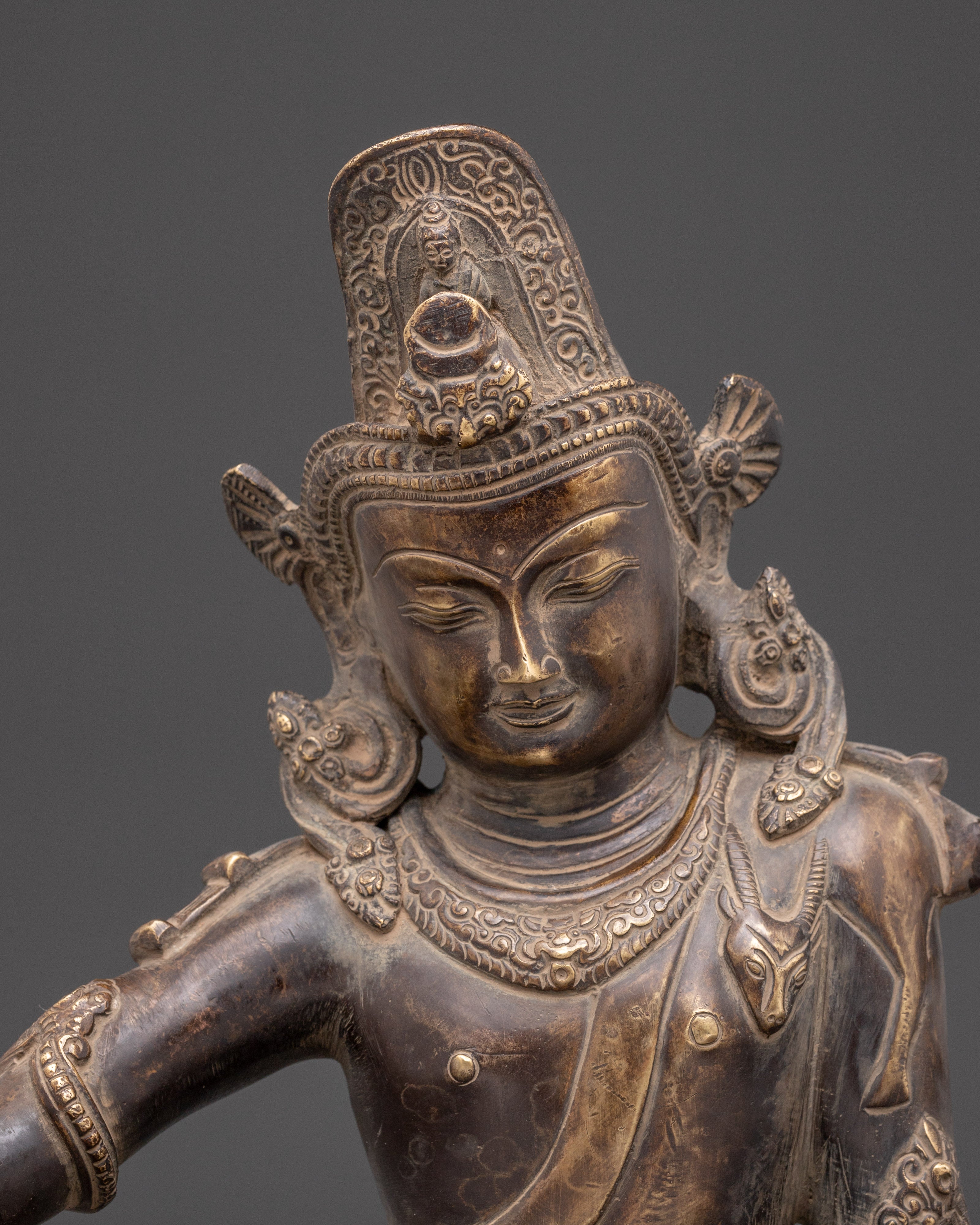 Handcrafted Lokeshwor Sculpture | Copper Avalokiteshvara Statue for Shrine or Altar